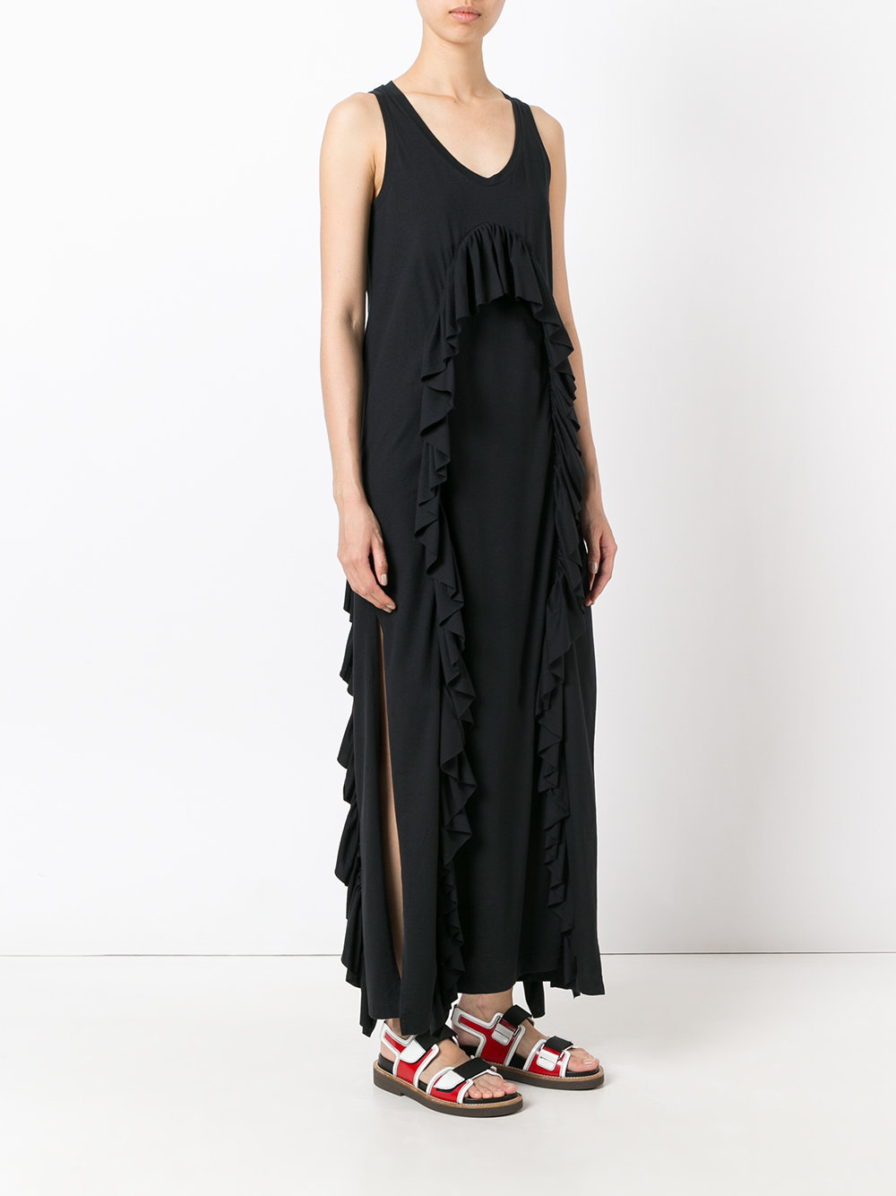 msgm sleeveless ruffle detail dress海淘返利 米饭粒返利网