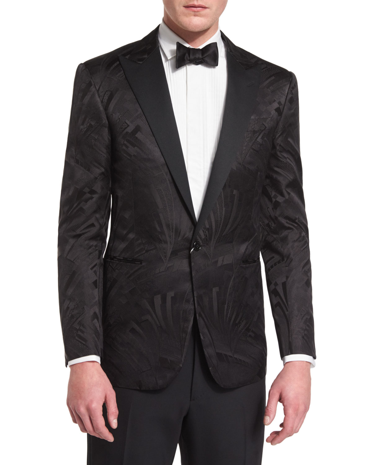 tonalartdecojacquardtuxedojacketblack