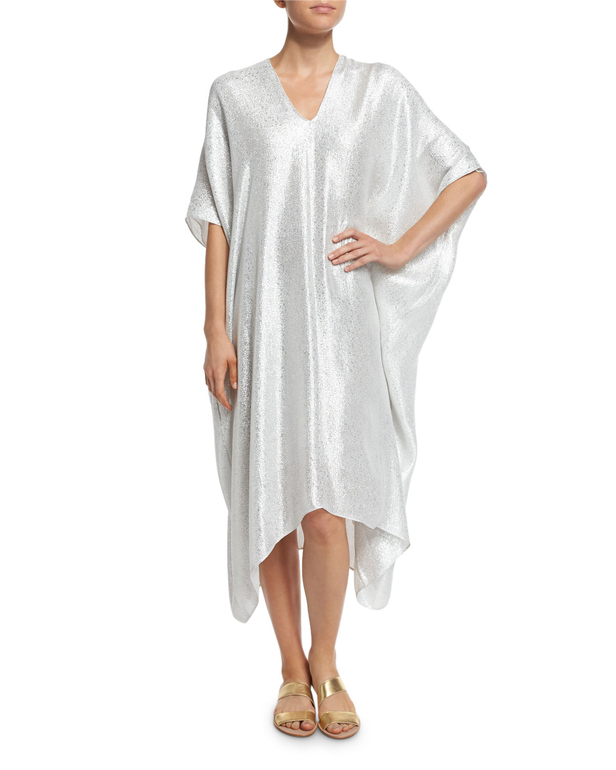 metallic boubou/caftan coverup, white metallic