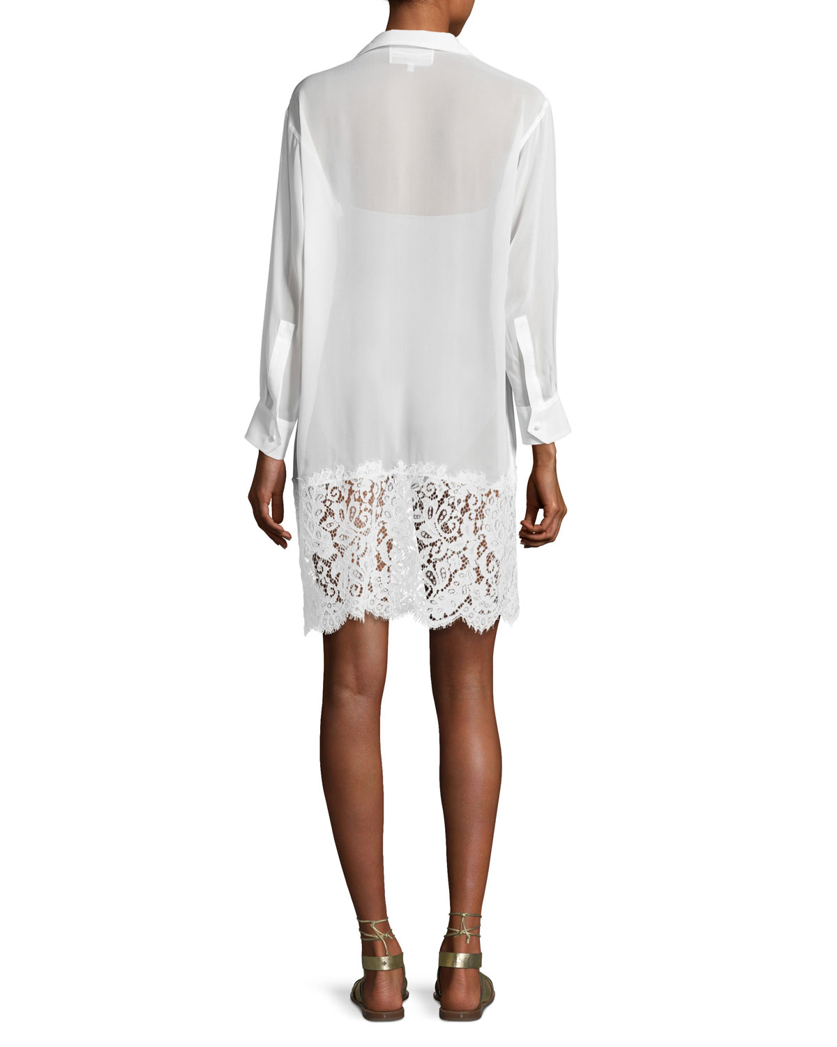 georgette coverup dress w/french lace hem