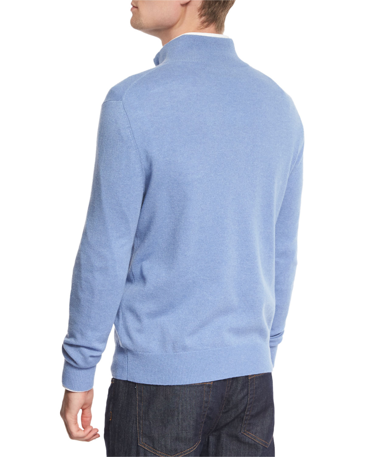 nano-cashmere 1/4-zip pullover, sky