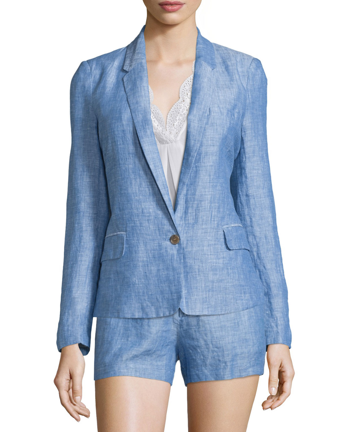 pernilla chambray linen blazer