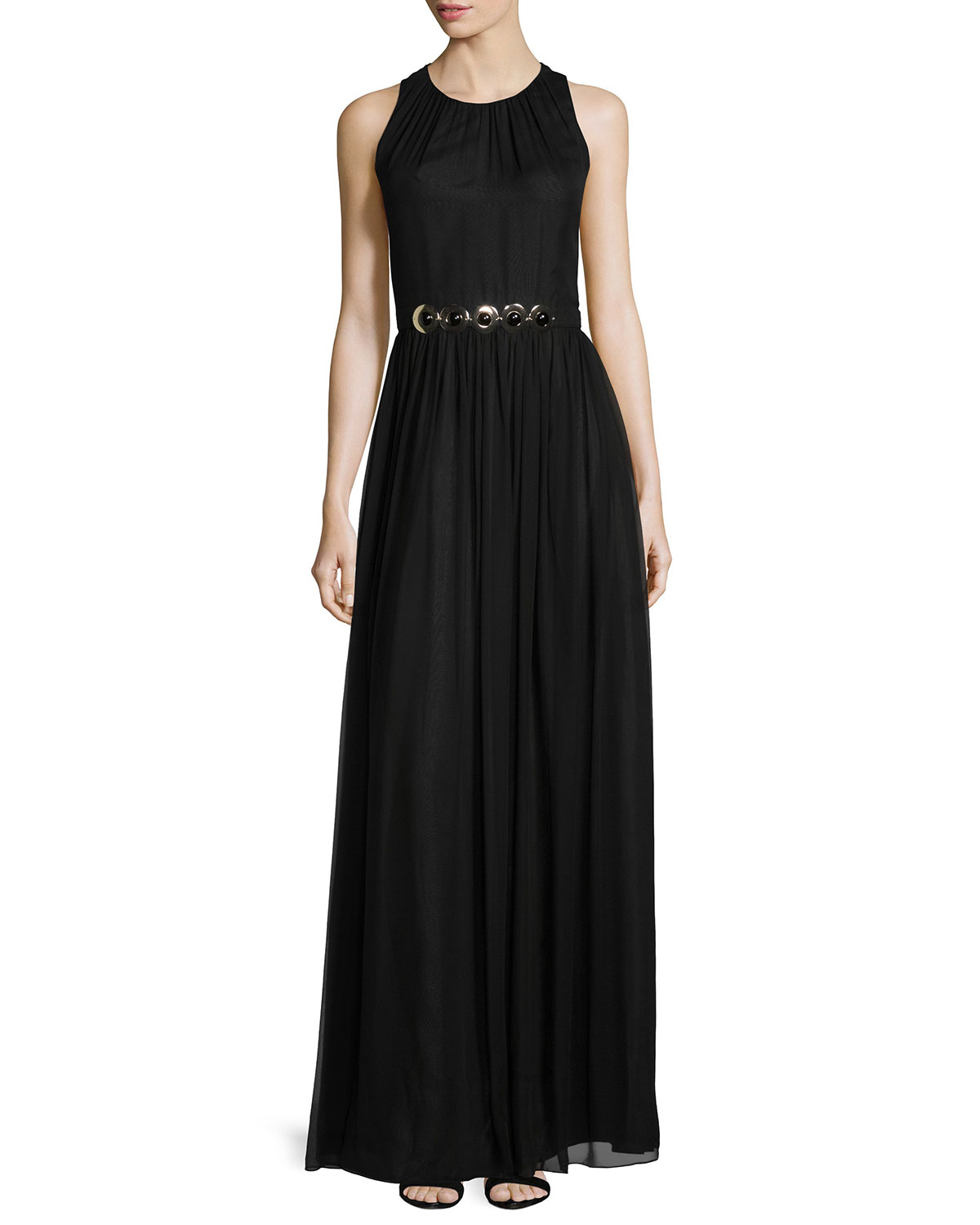 kate spade new york sleeveless embellished-waist maxi dress