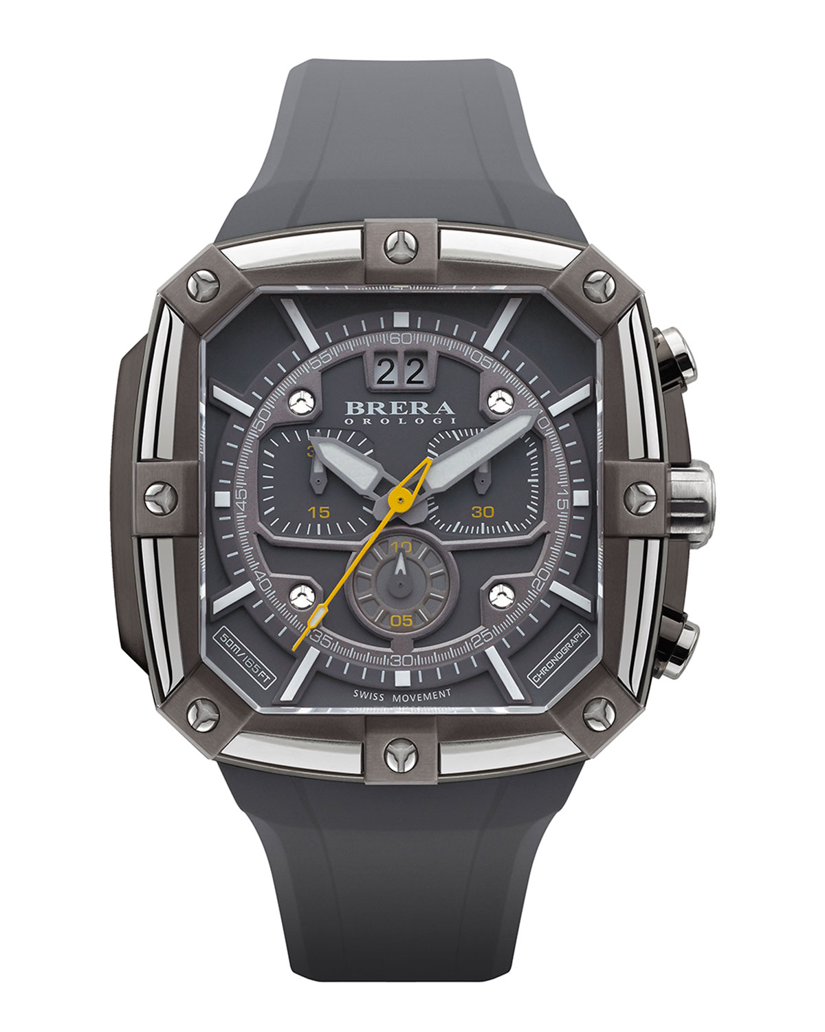 brera 46mm supersportivo square watch, dark gray