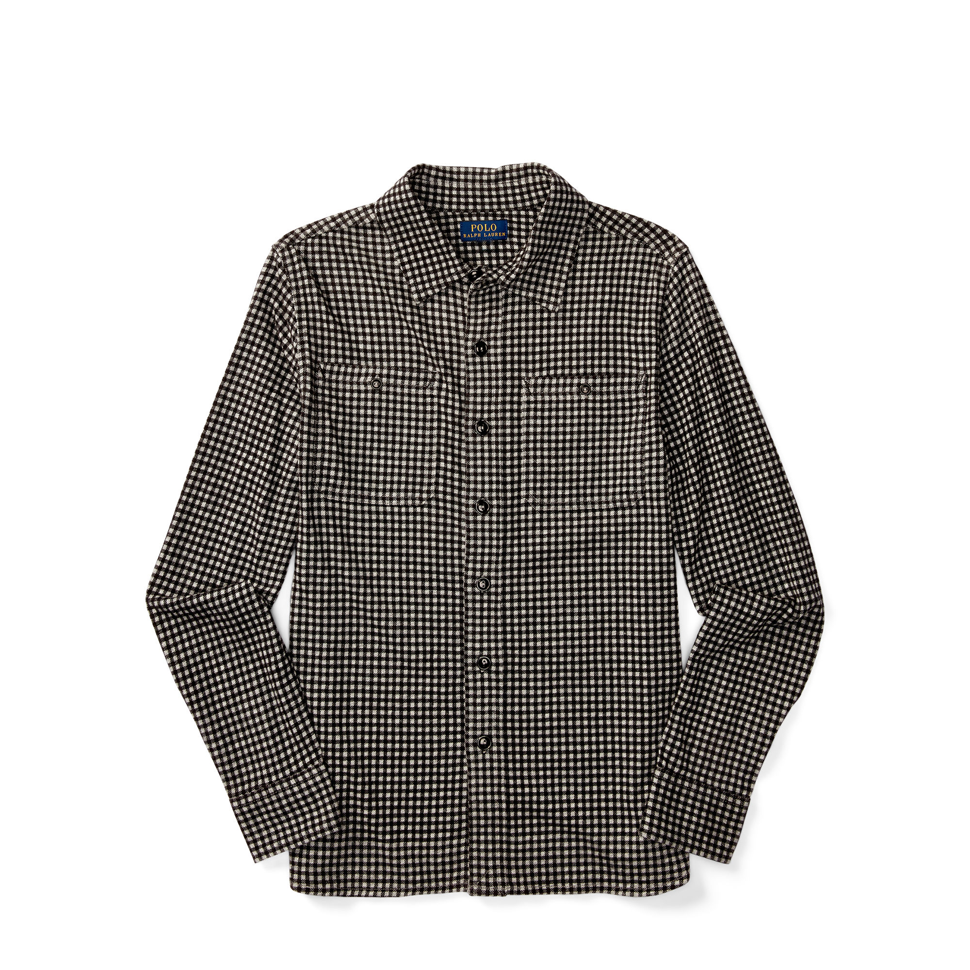 gingham-print cotton workshirt