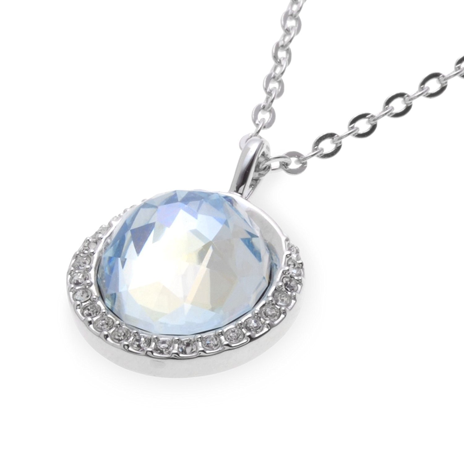 [スワロフスキー] SWAROVSKI ペンダント&ピアスセット クリスタル Light Azore Moonlightクリスタル ラウンドカボションカット ネックレス Except セット ロジウム・コーティング【並行輸入品】 5197633