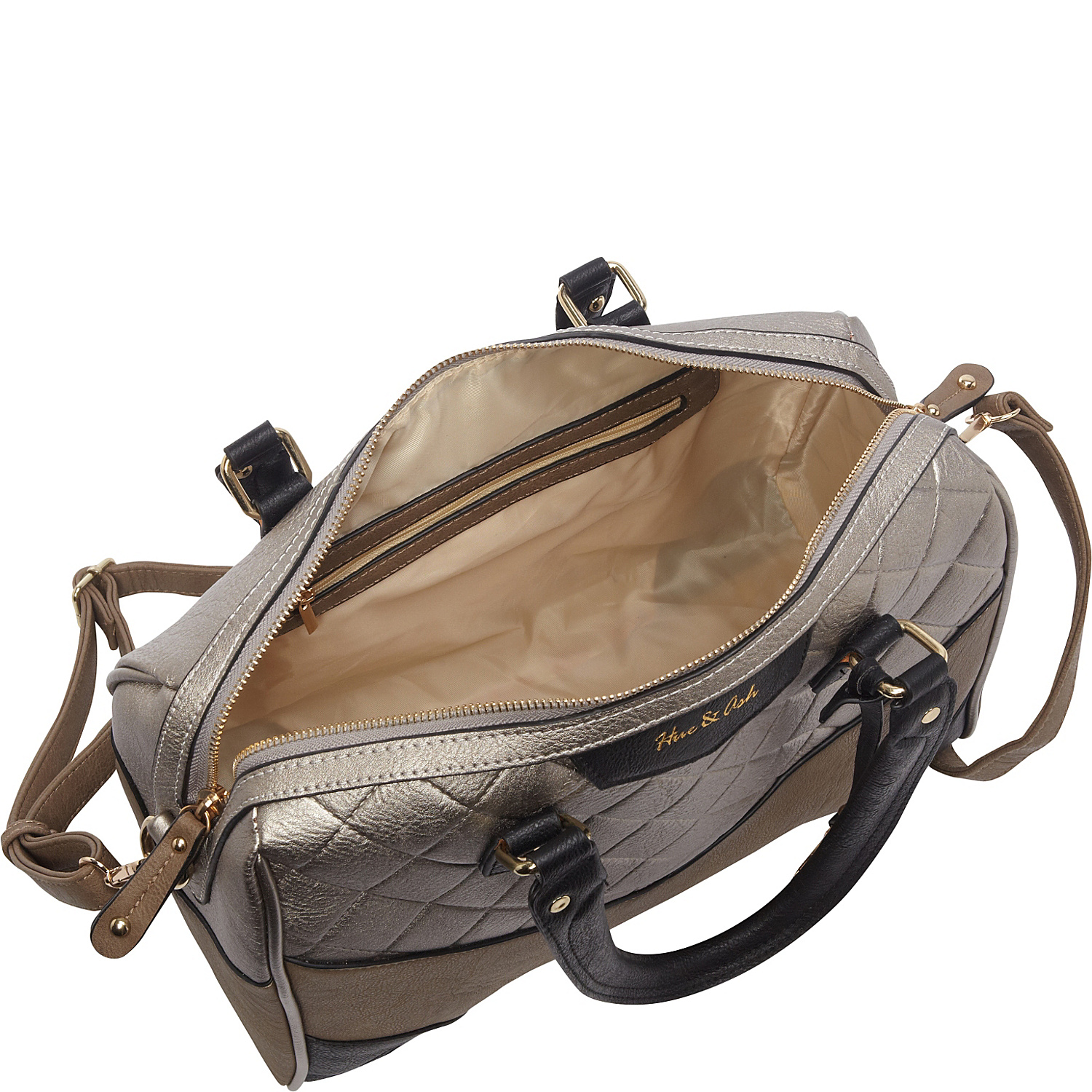 Quilted Two Tone Top Handle Bag
