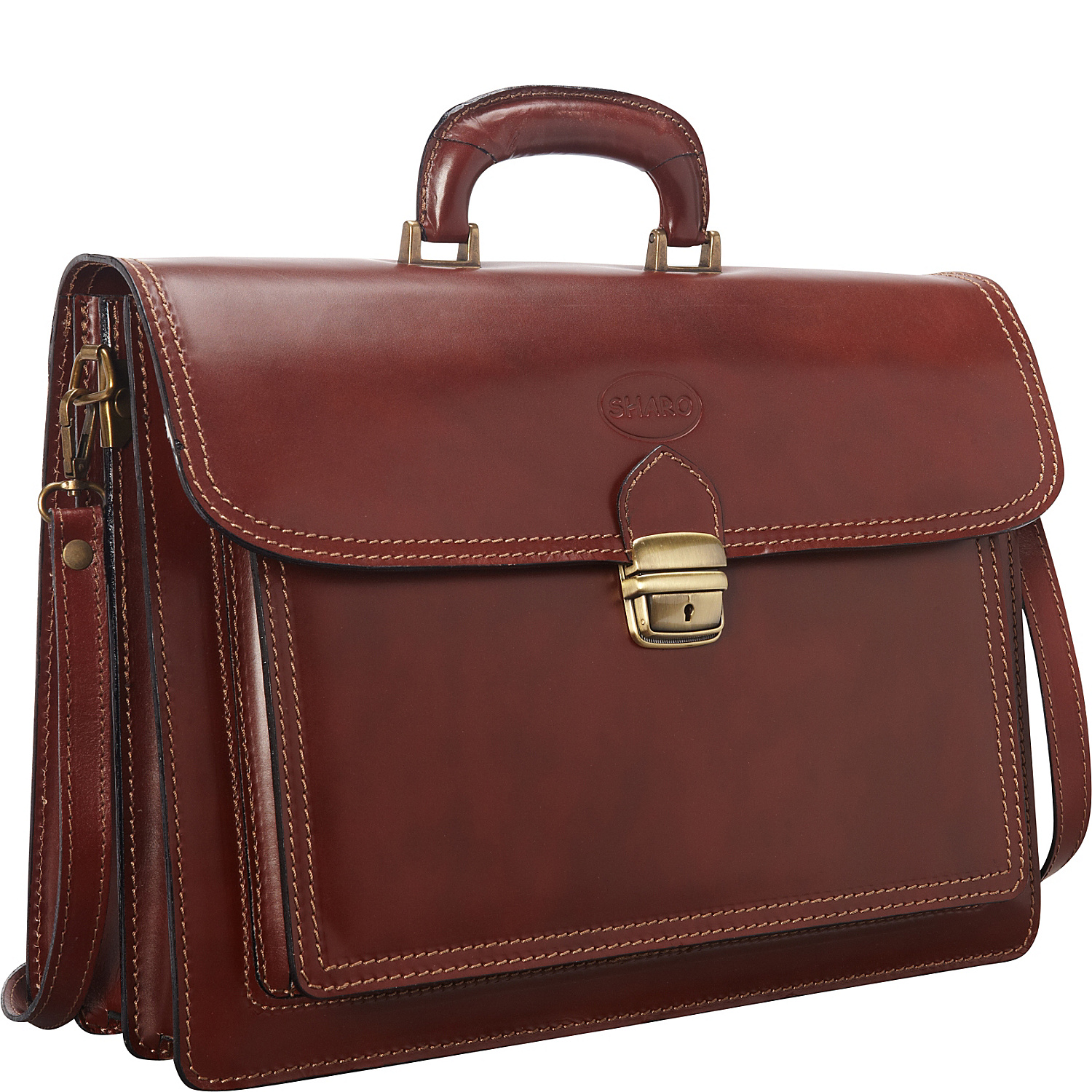 Italian Leather Computer Brief and Messenger Bag