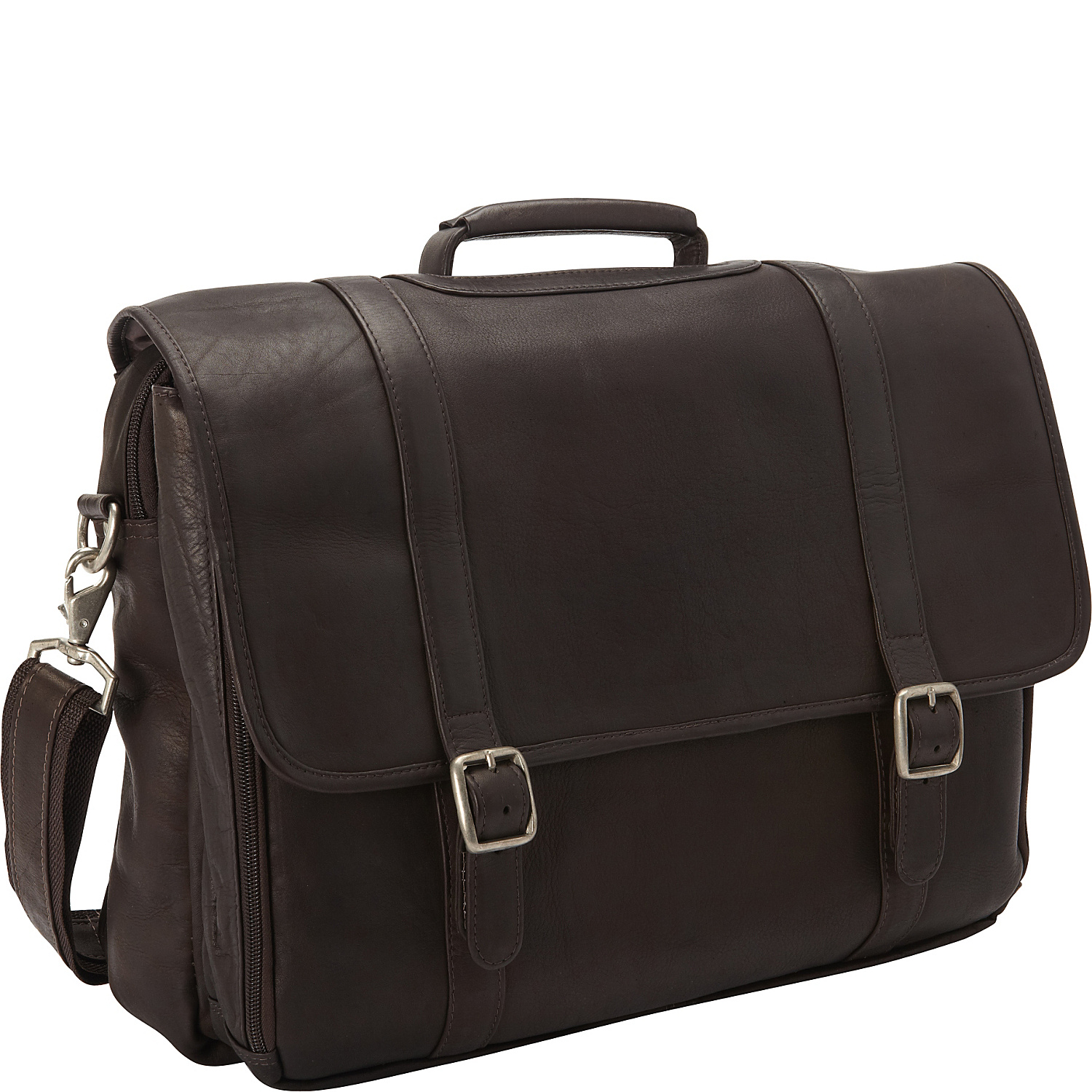 Leather Gusset Laptop Briefcase