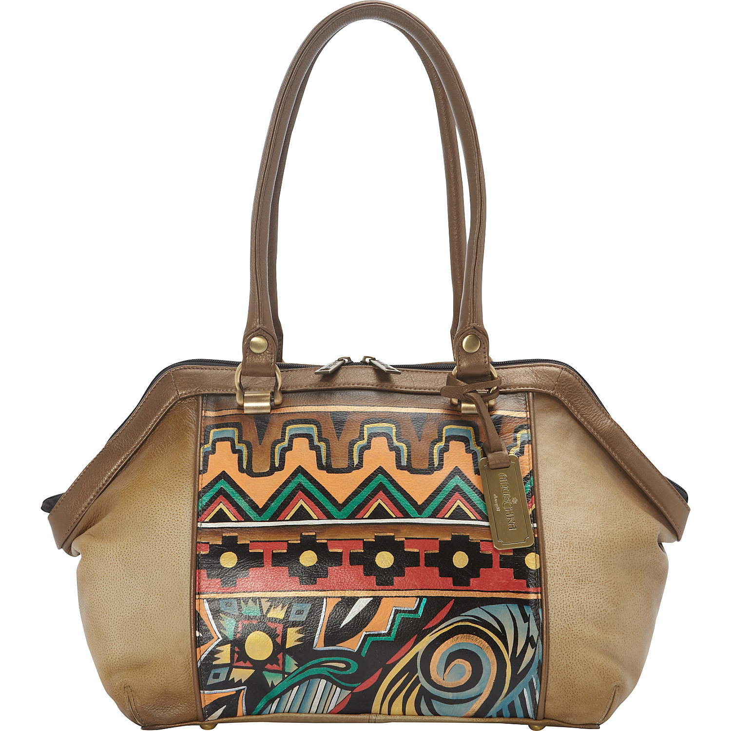 Hand Painted Large Wide Satchel