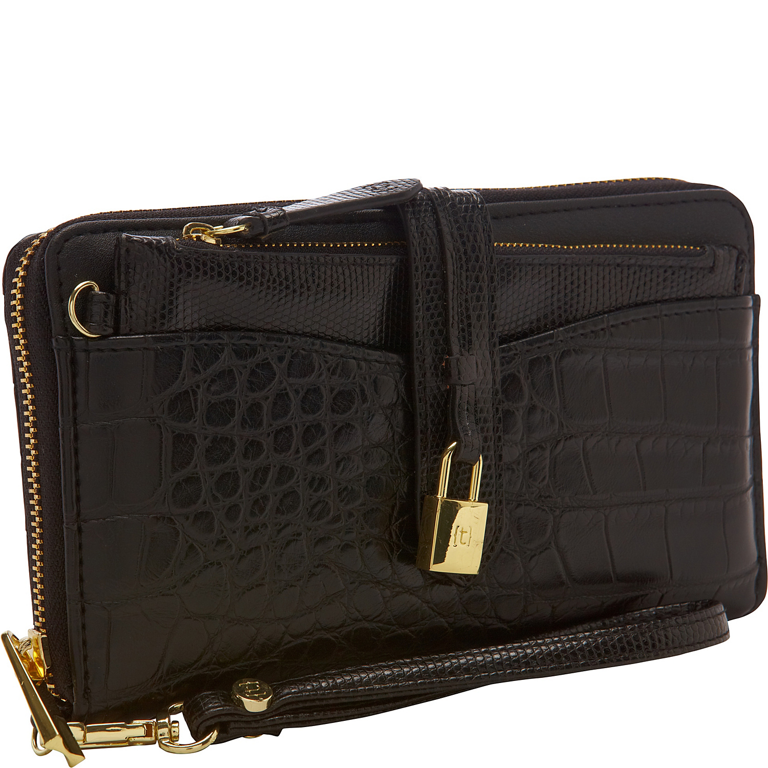 Chairroom Mixed Media Zip Around Wallet with RFID Blocking