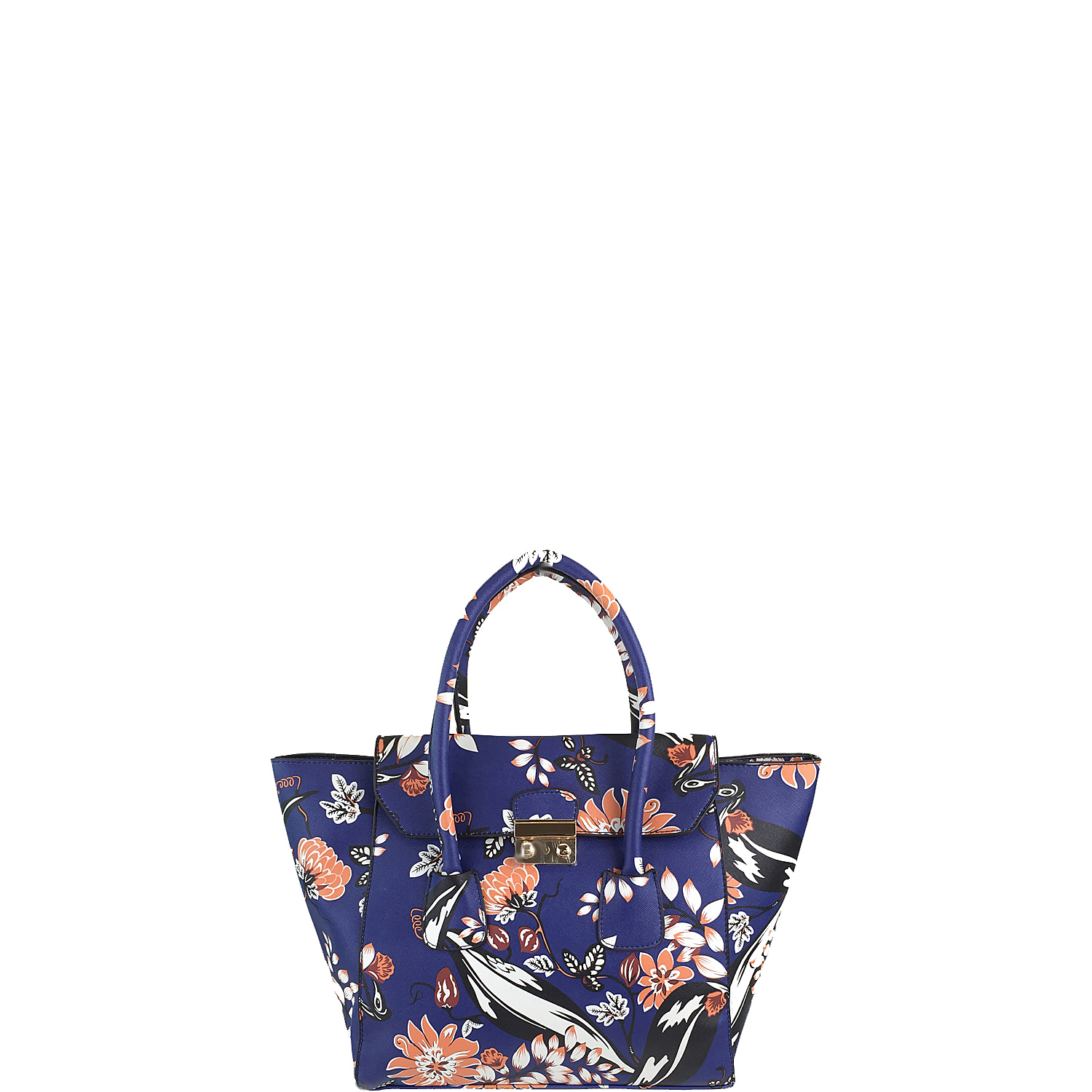 Winged Floral Print Satchel