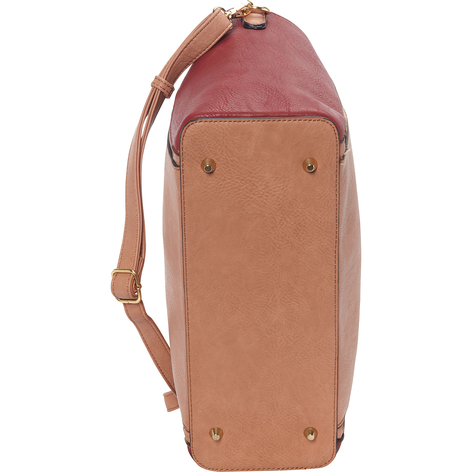 Zipper Accented Top Handle Tote Bag