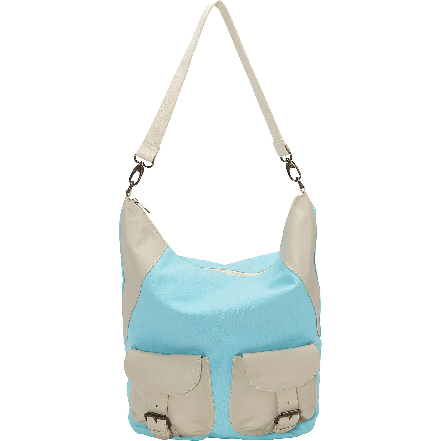 Large Canvas and Leather Tote Shoulder Bag