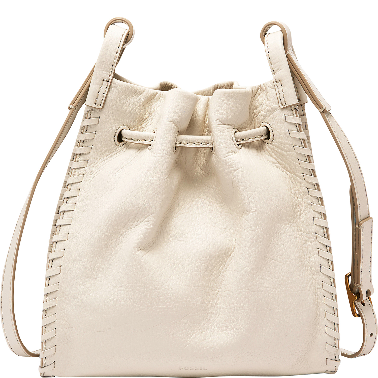 Claire Small Drawstring Crossbody with Embossed Leather Strap