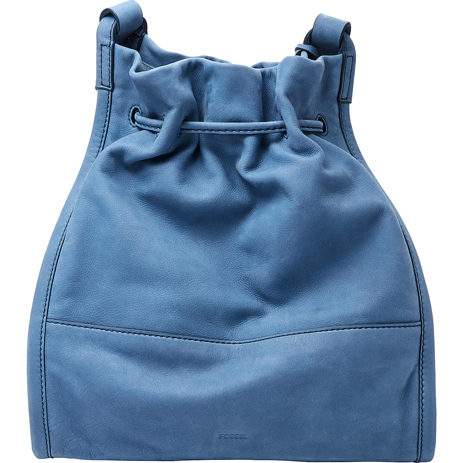 Claire Small Drawstring Crossbody with Cornflower Leather Strap