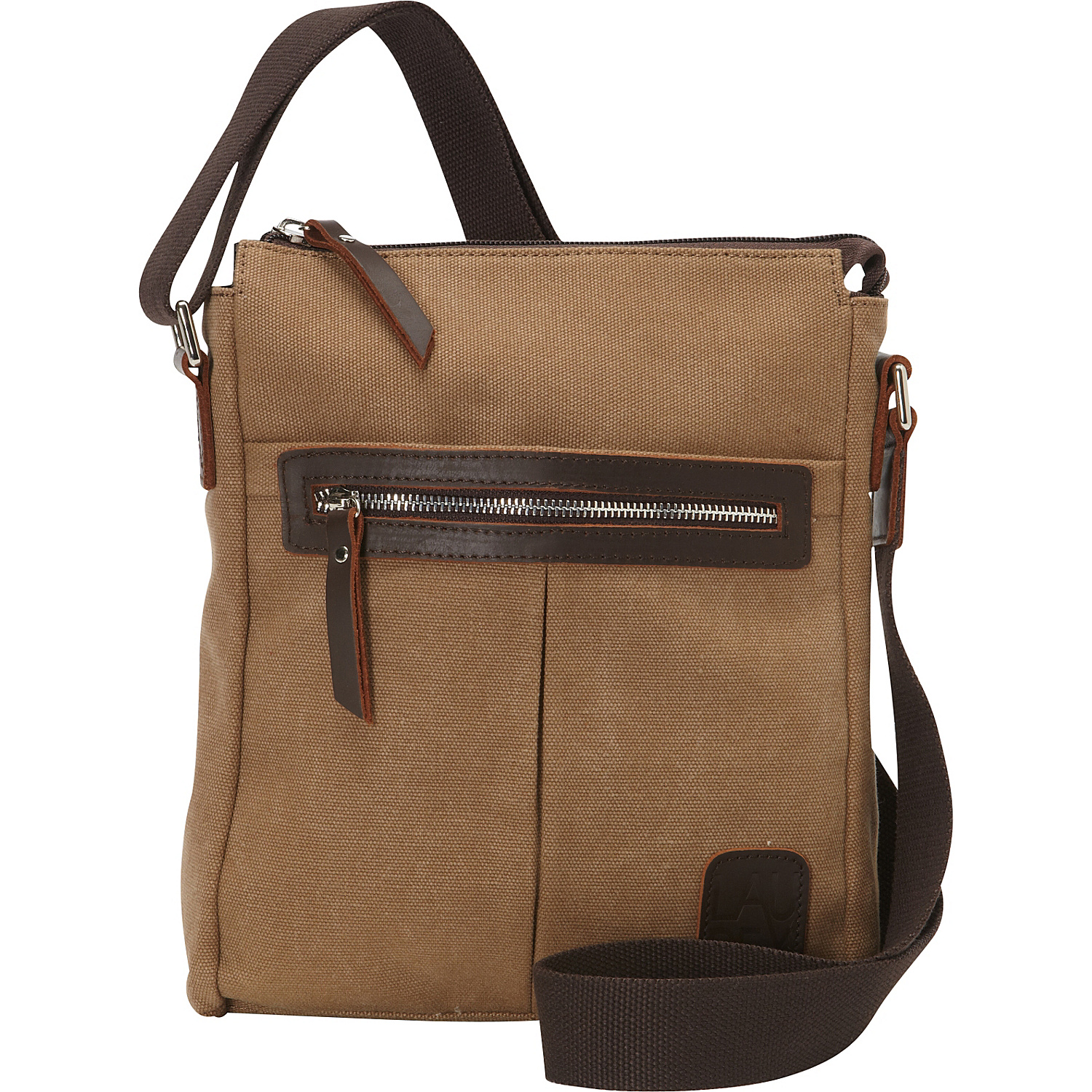 Canvas Tourist Slim Messenger Bag with Leather Accent