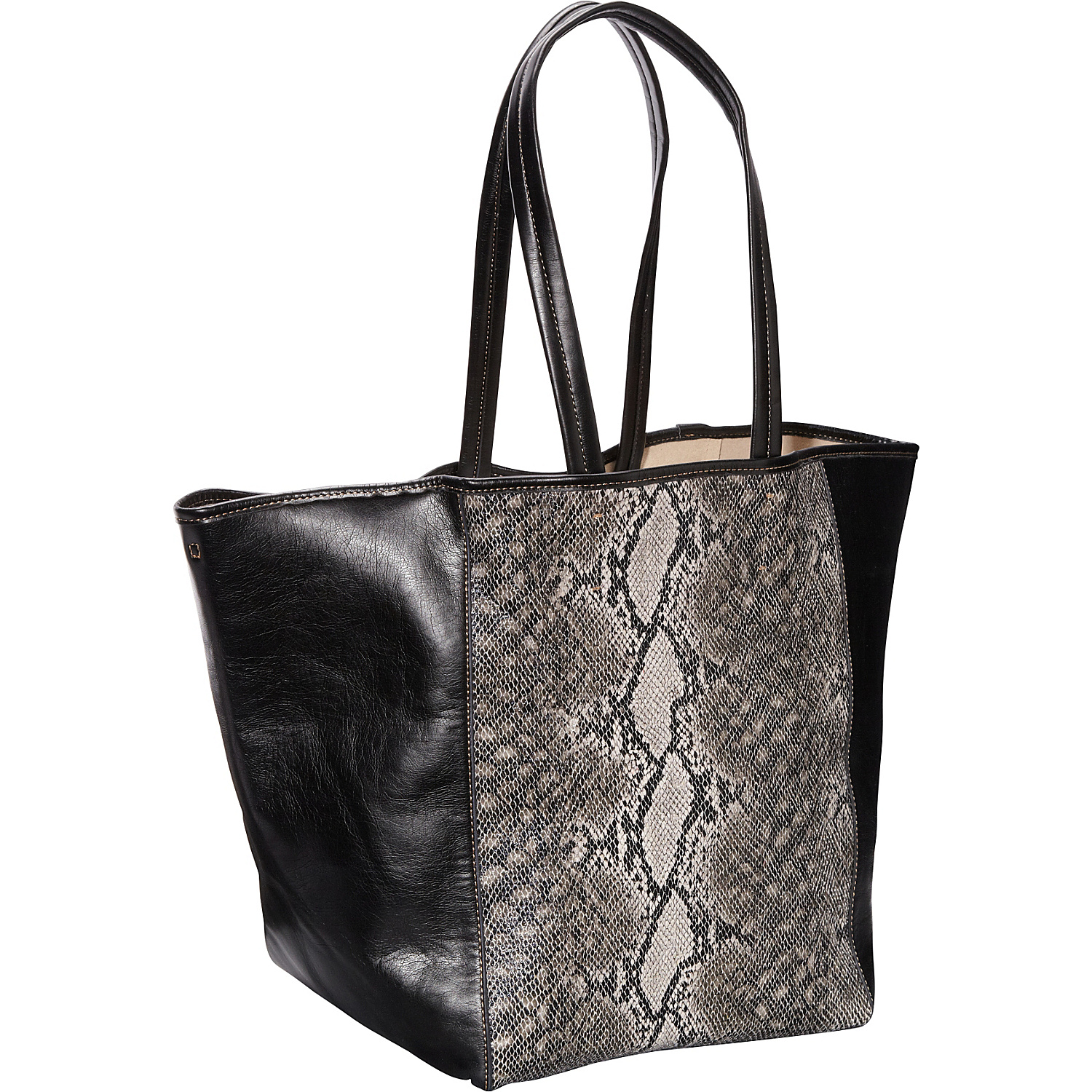 Page Python Print and Leather Tote