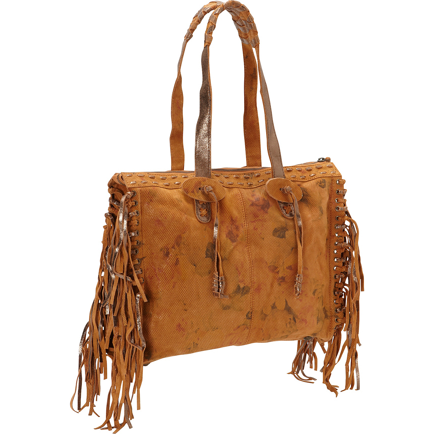 Knotted Fringe Leather Tote