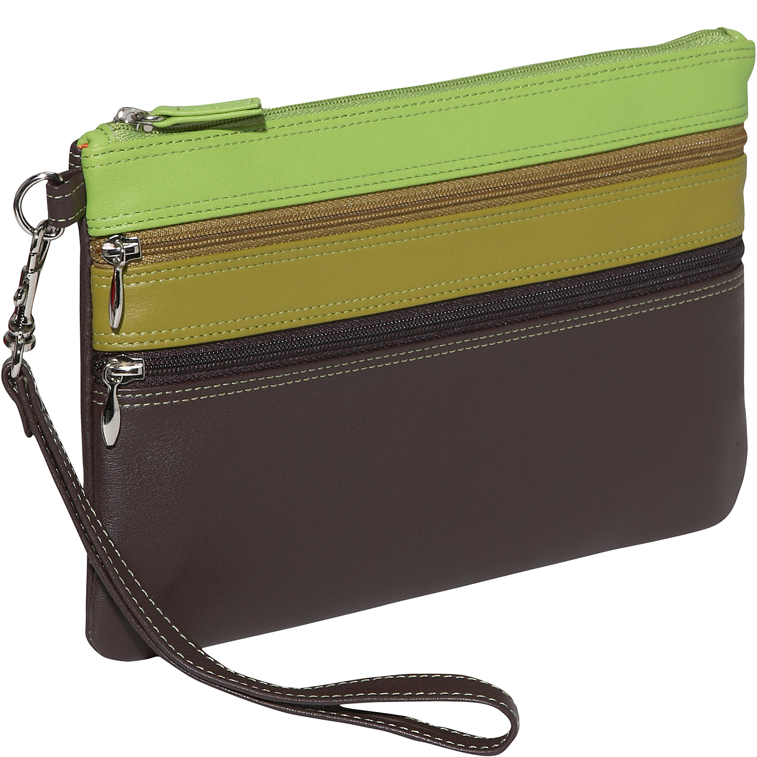 Large Trizip Multi Color Clutch in Black Rainbow Combination