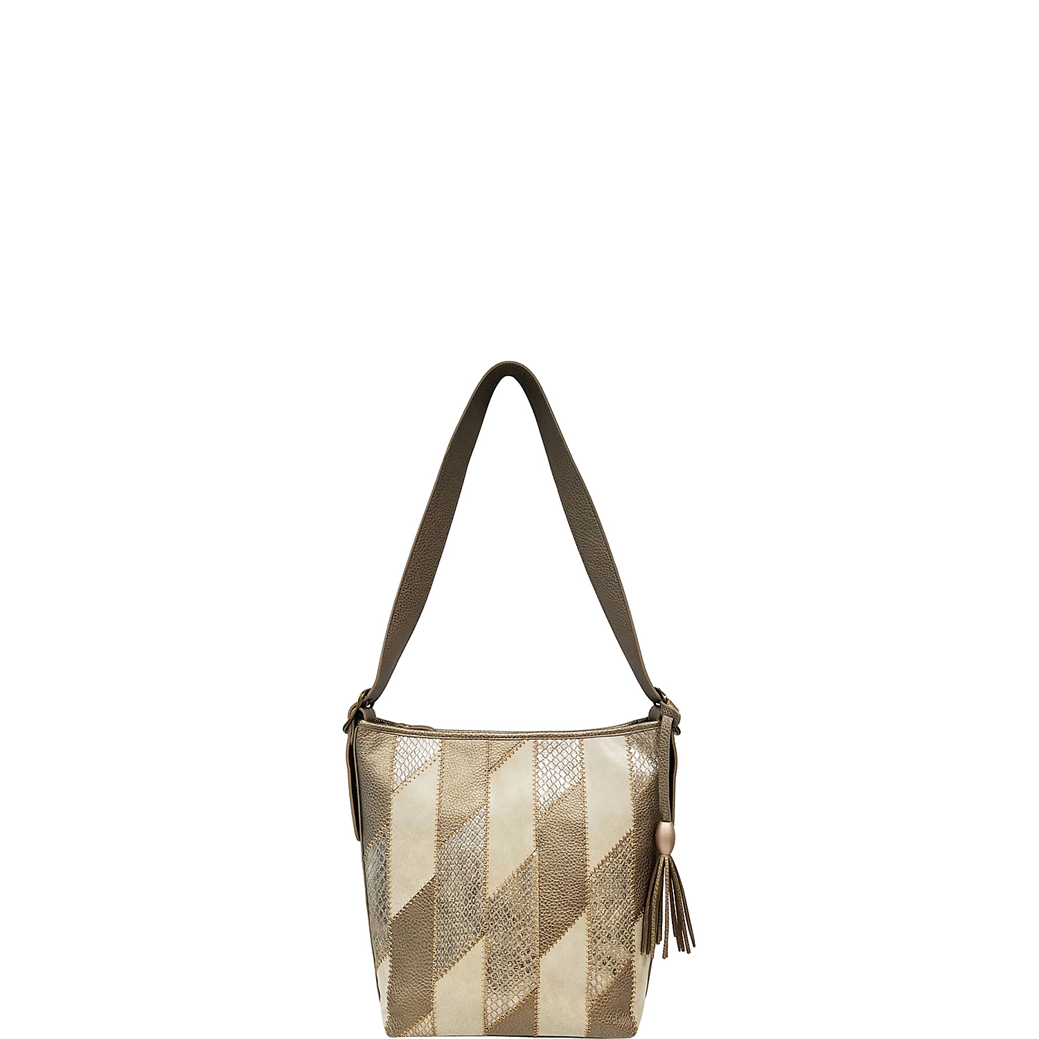 Multi Metallic Strip Shoulder Bag