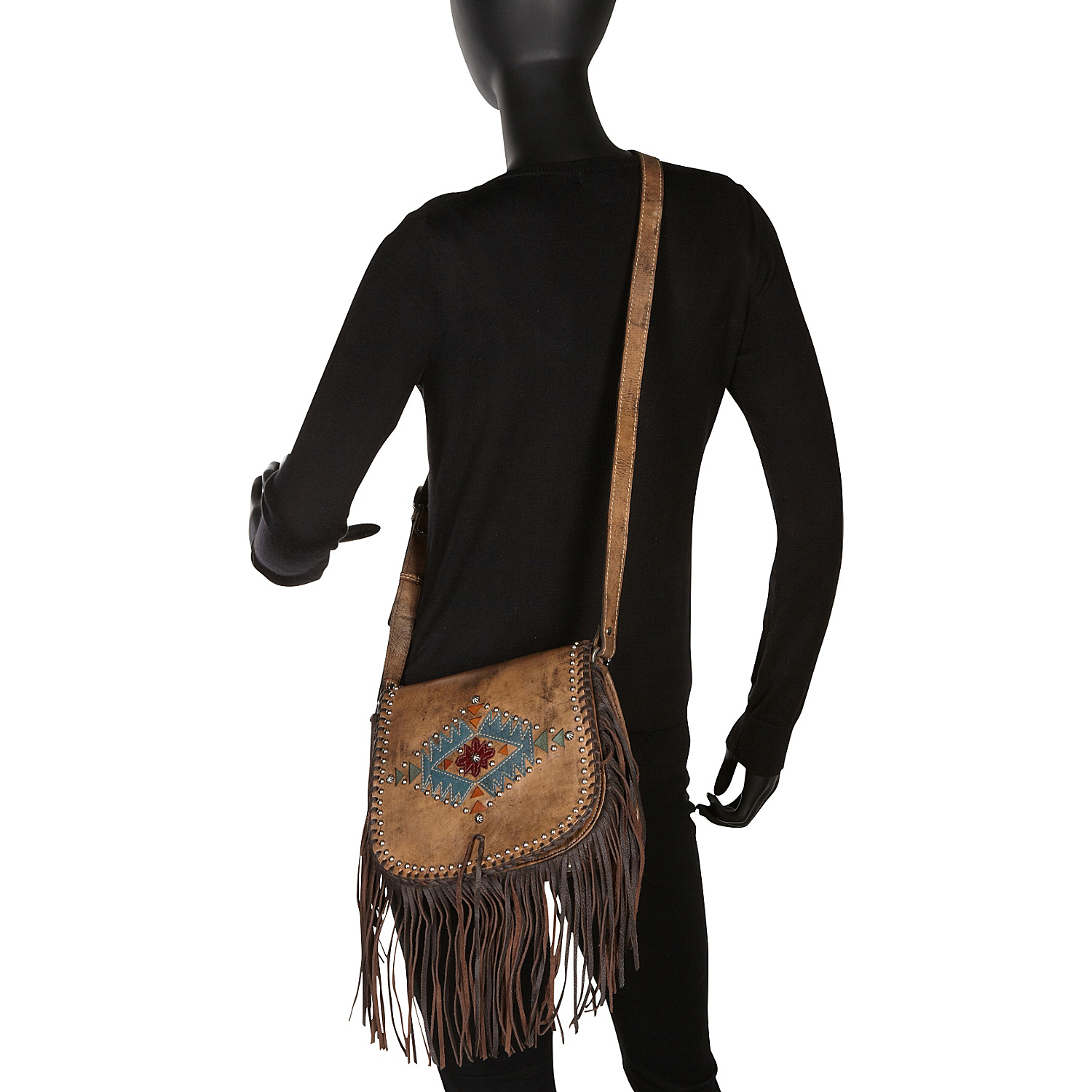 Pueblo Moon Fringe Flap Crossbody