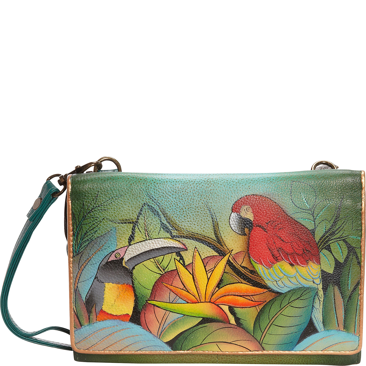 Hand Painted Convertible Organizer Wristlet Clutch