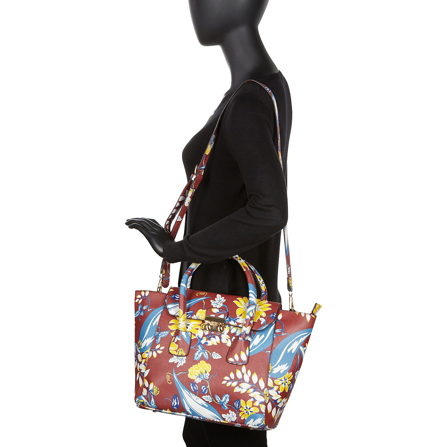 Winged Floral Print Satchel