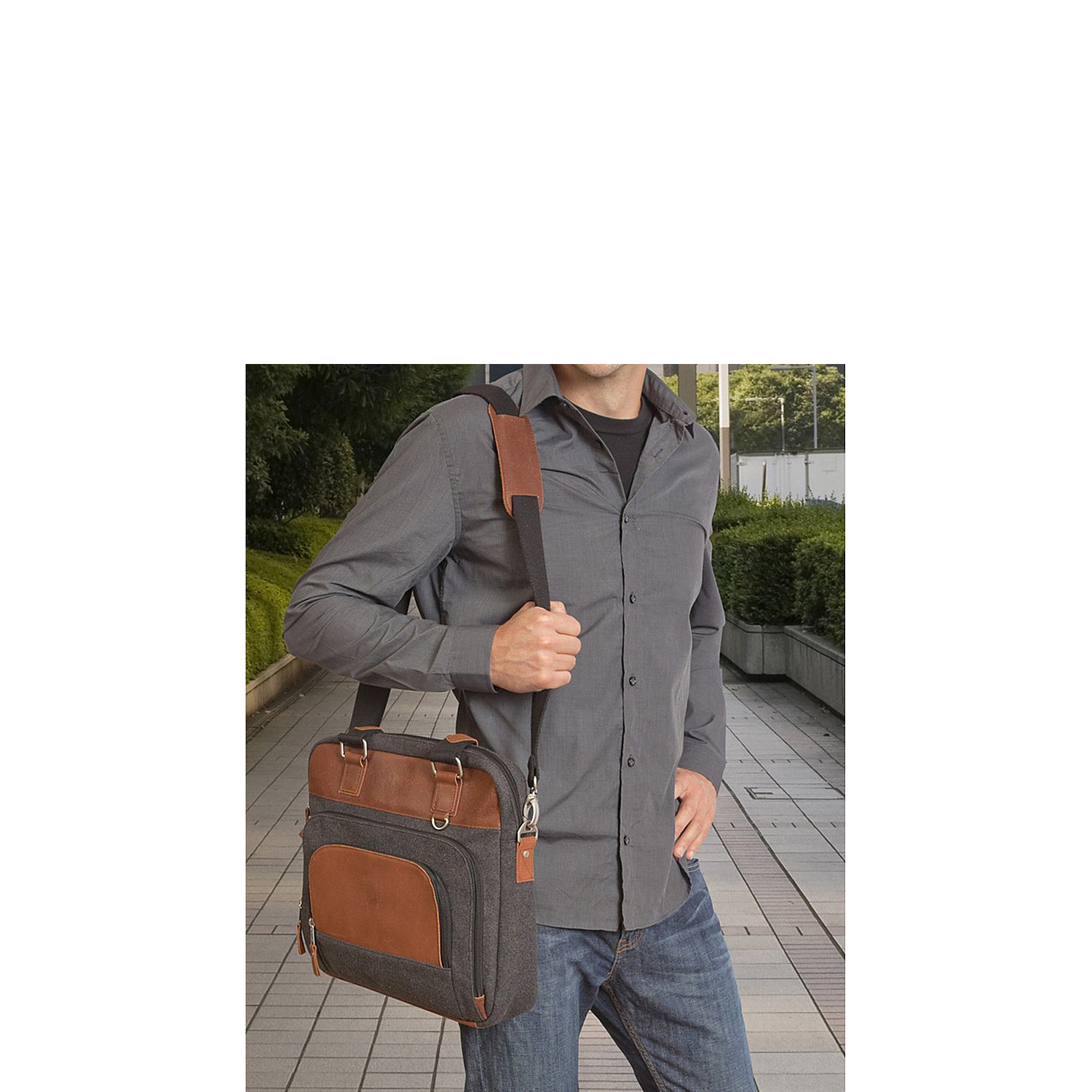 Jonah 14" Wool and Leather Laptop Briefcase