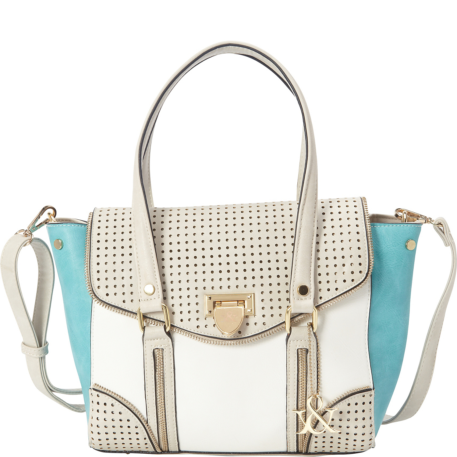 Tri-Toned Laser Cut Satchel Bag
