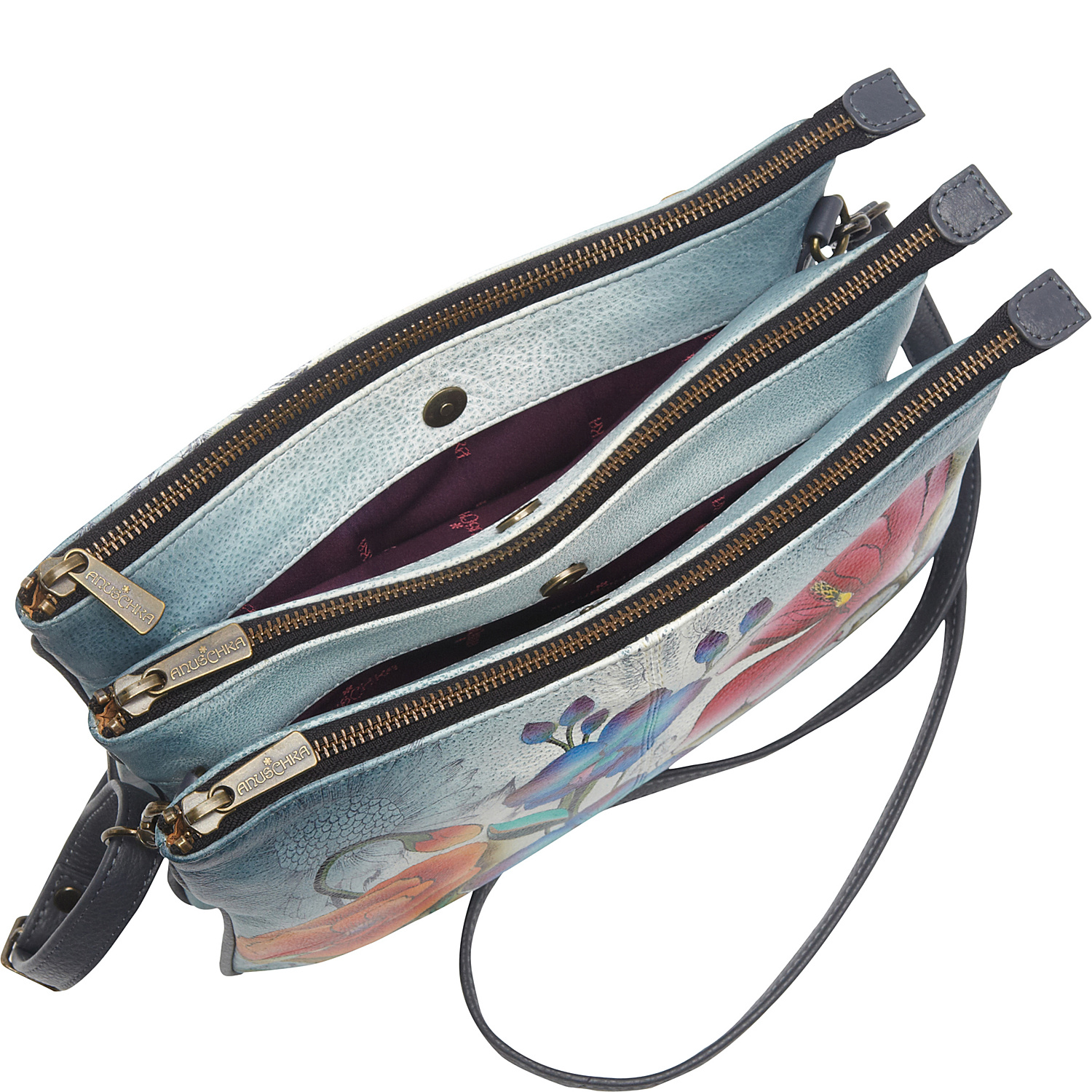 Hand Painted Triple Compartment Crossbody