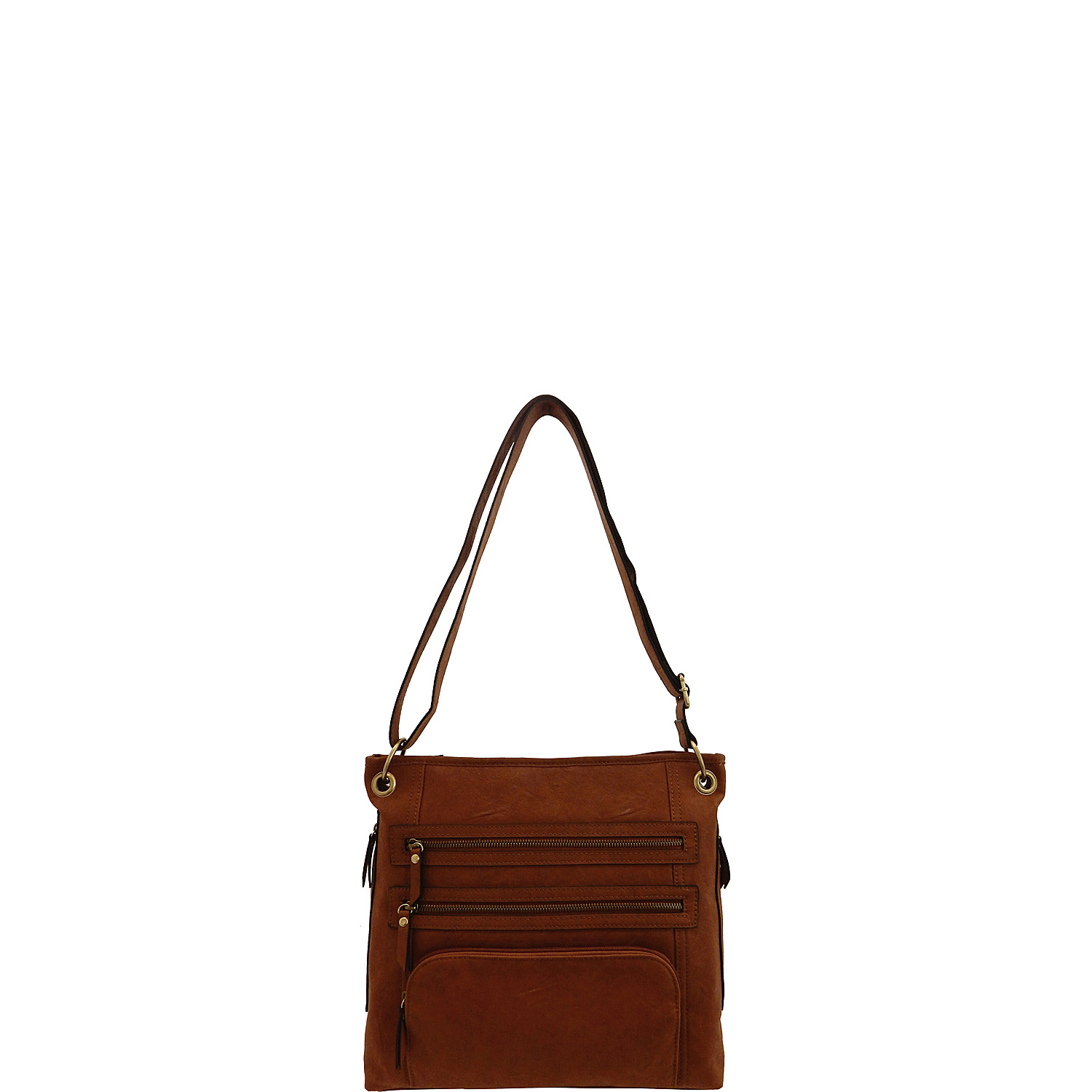 Veg Tan Triple Zip Crossbody