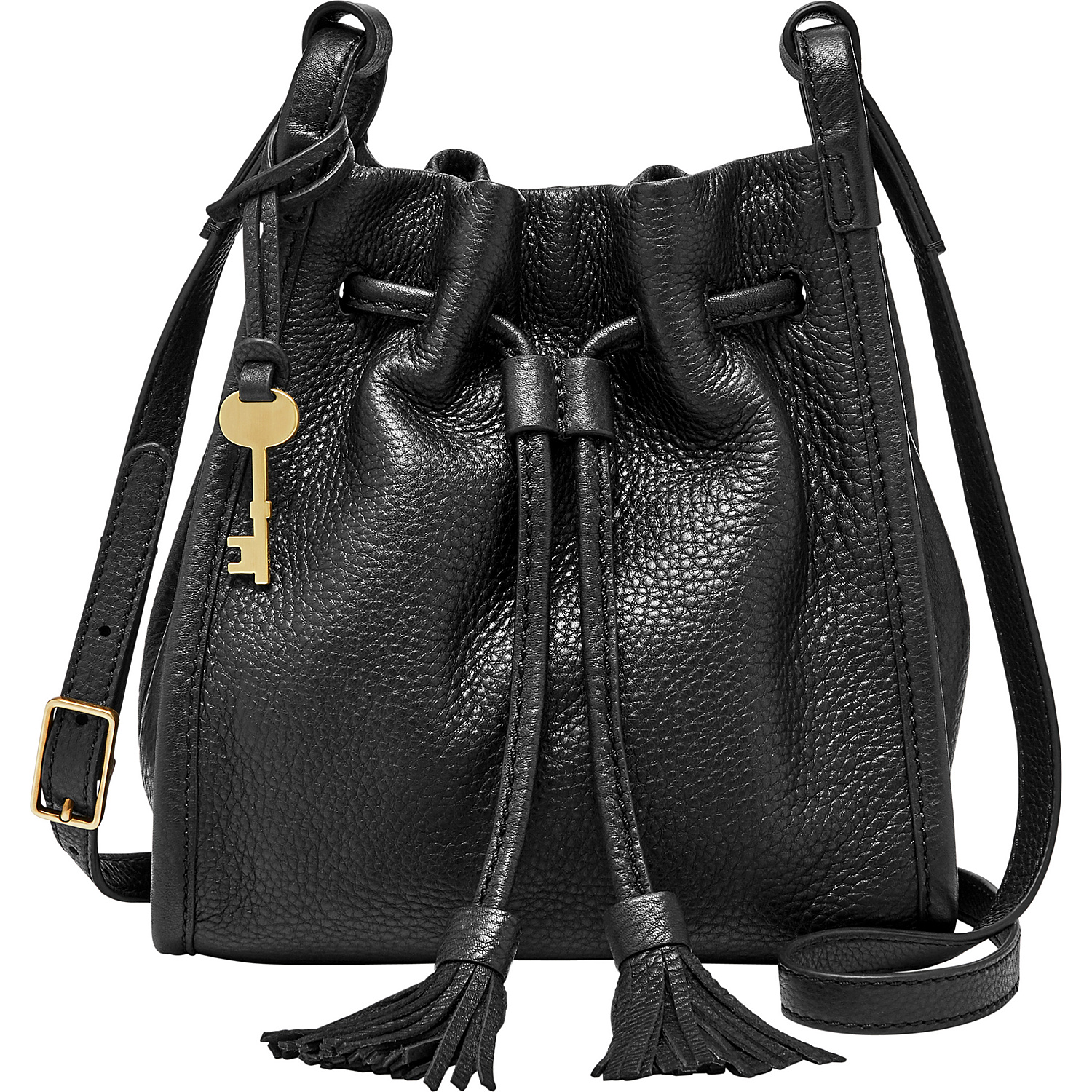 Claire Small Drawstring Crossbody with Pebbled Leather Strap