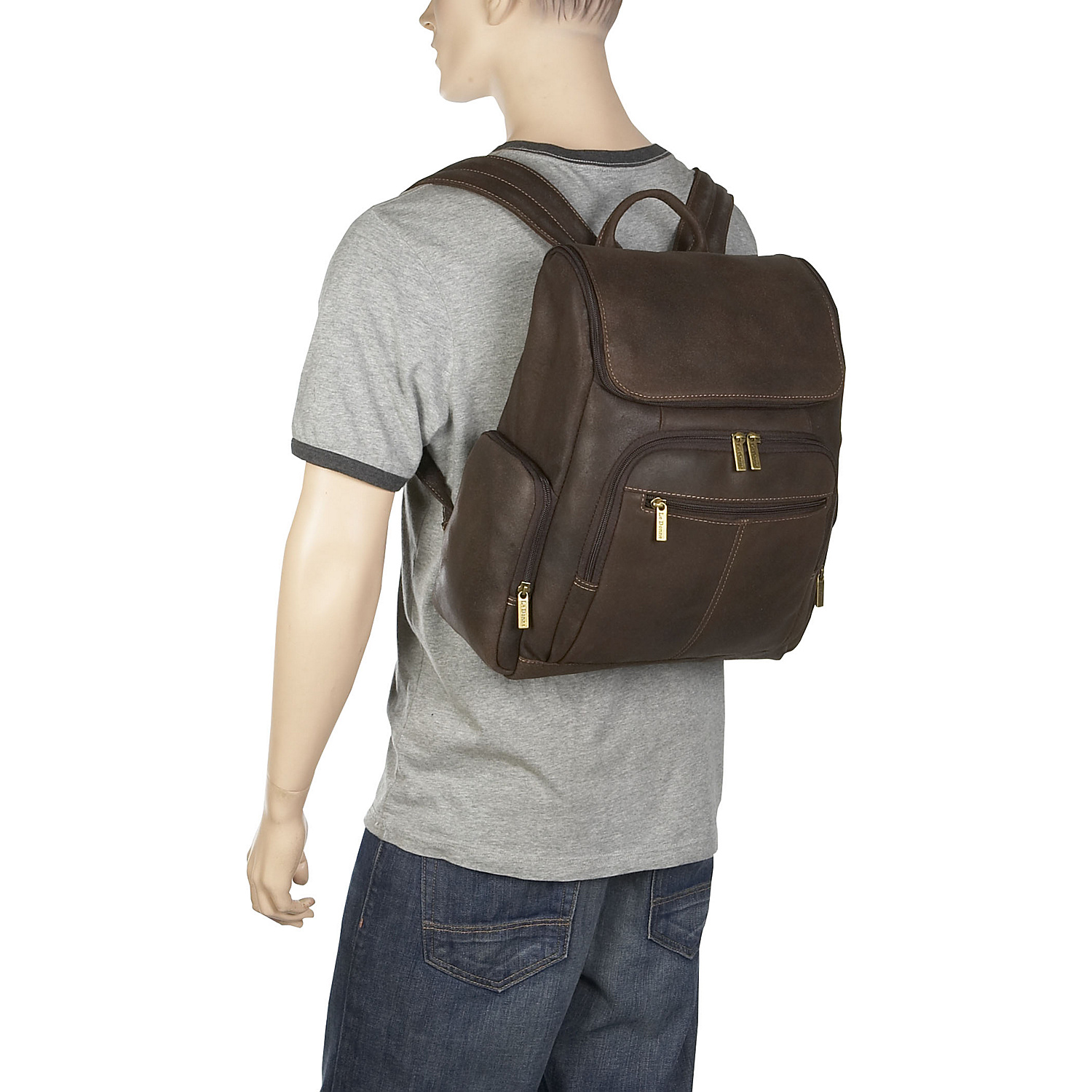 Distressed Leather Computer Backpack