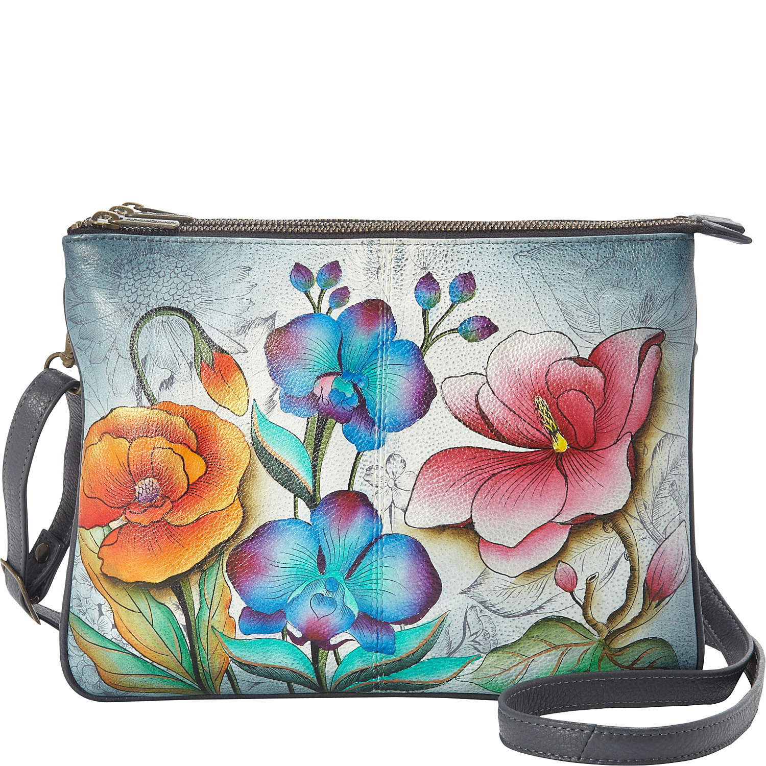 Hand Painted Triple Compartment Crossbody