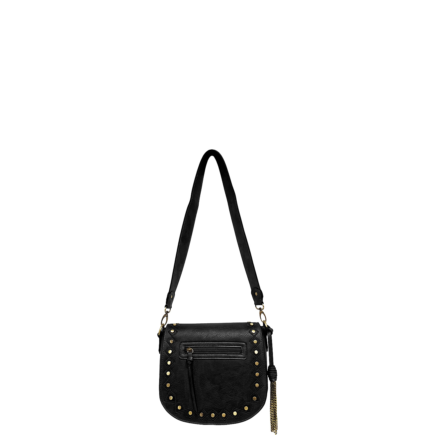 Faux Leather Studded Flap Crossbody