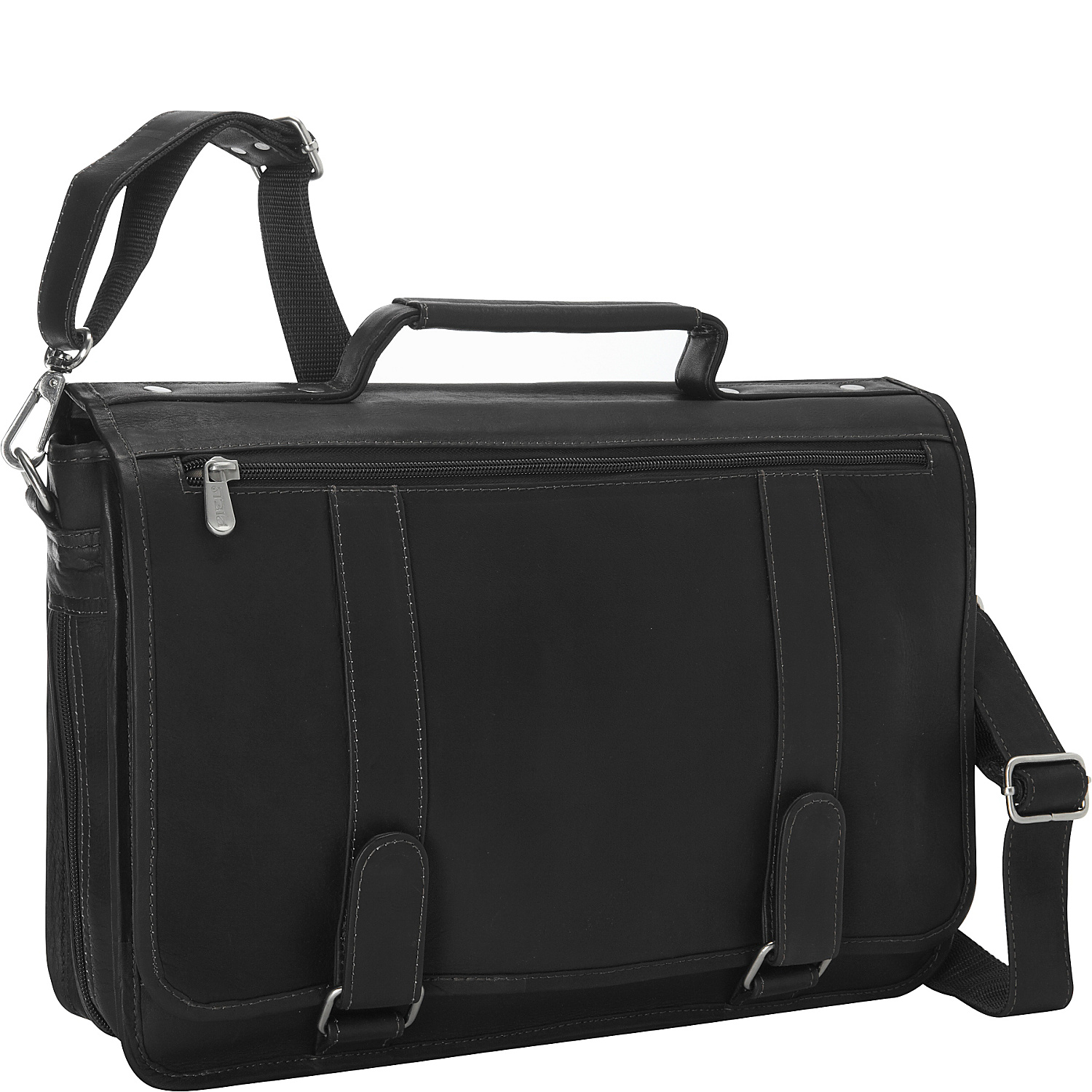 Double Loop Leather Expandable Laptop Briefcase