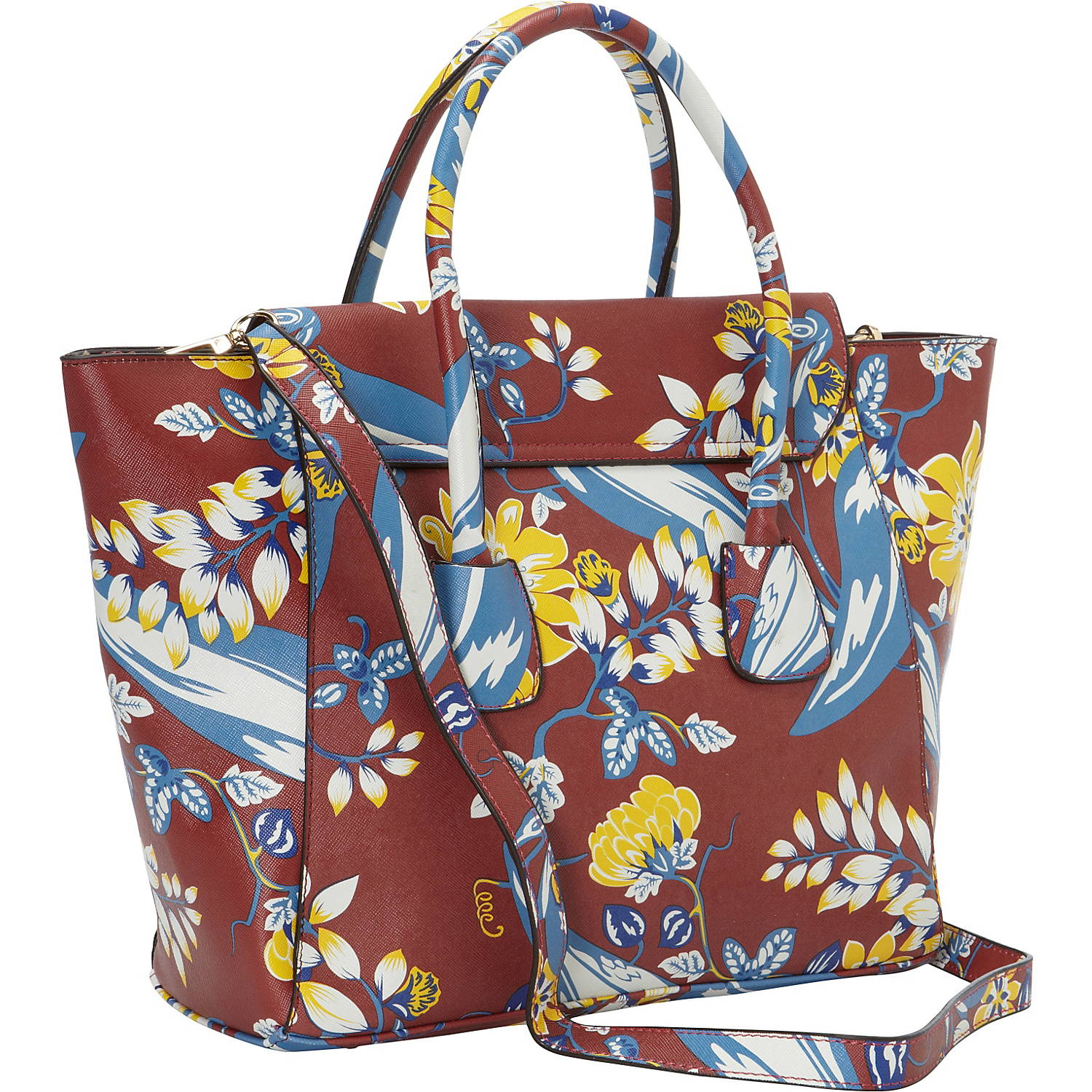 Winged Floral Print Satchel