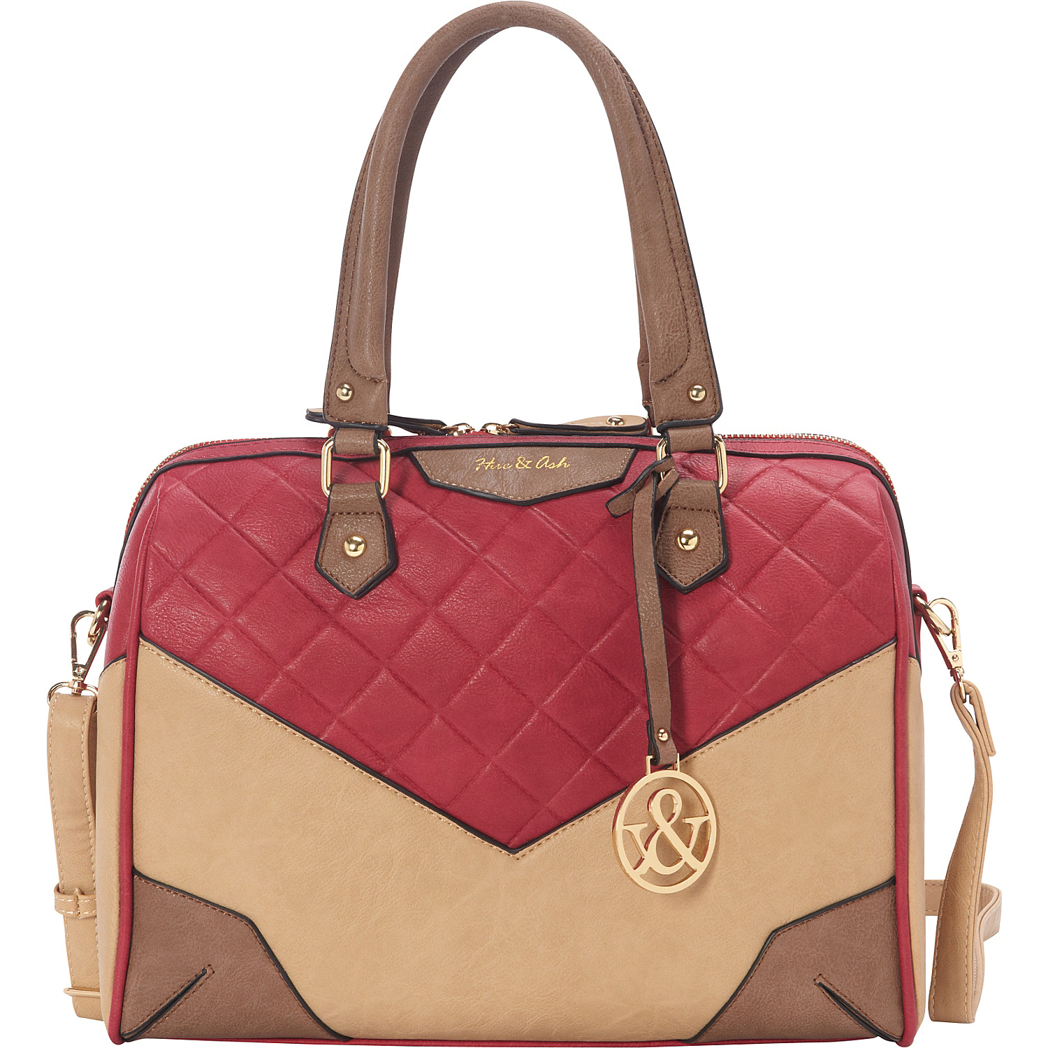 Quilted Two Tone Top Handle Bag