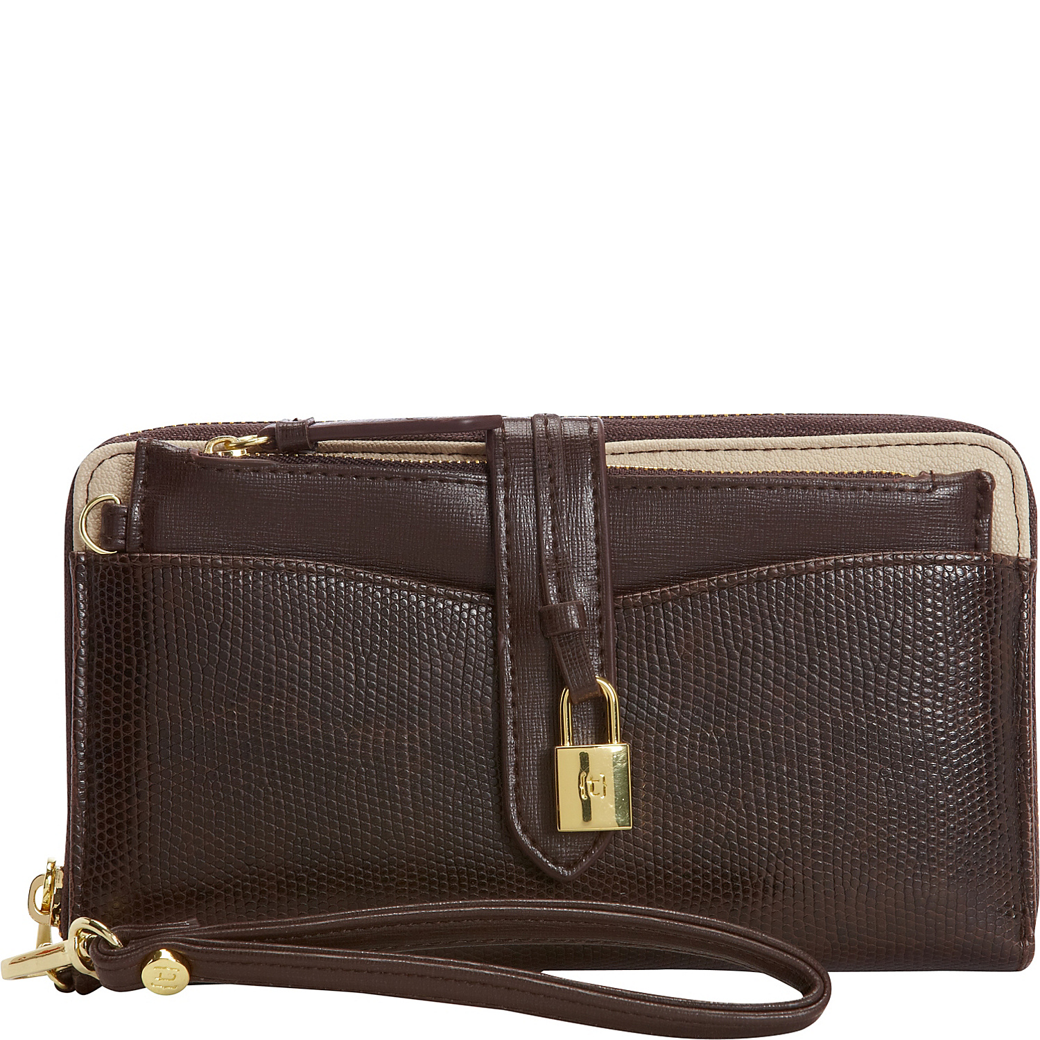 Chairroom Mixed Media Zip Around Wallet with RFID Blocking