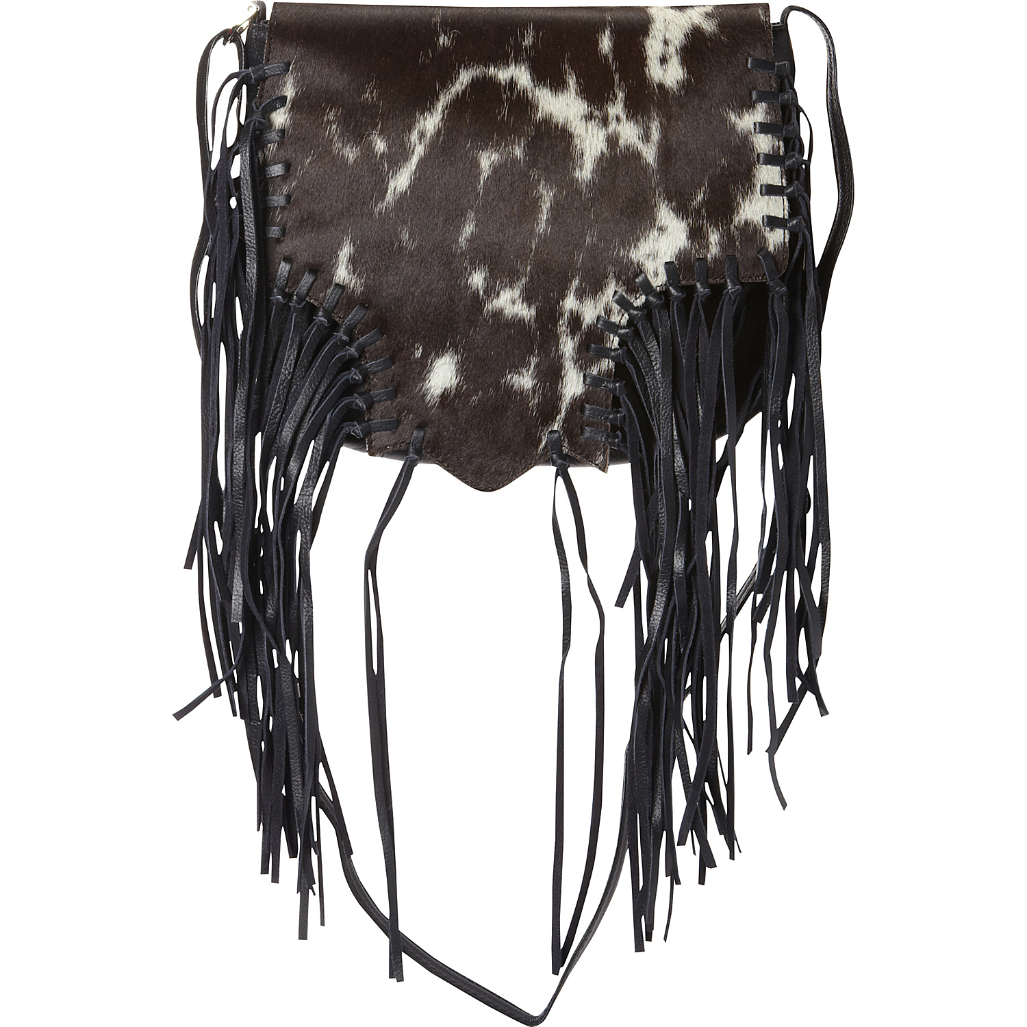 Calf Hair Knotted Fringe Shoulder Bag