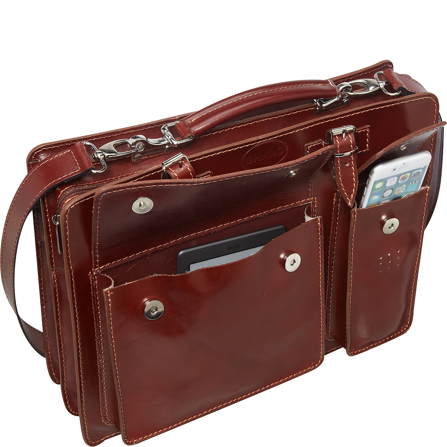 Italian Leather Computer Brief and Messenger Bag