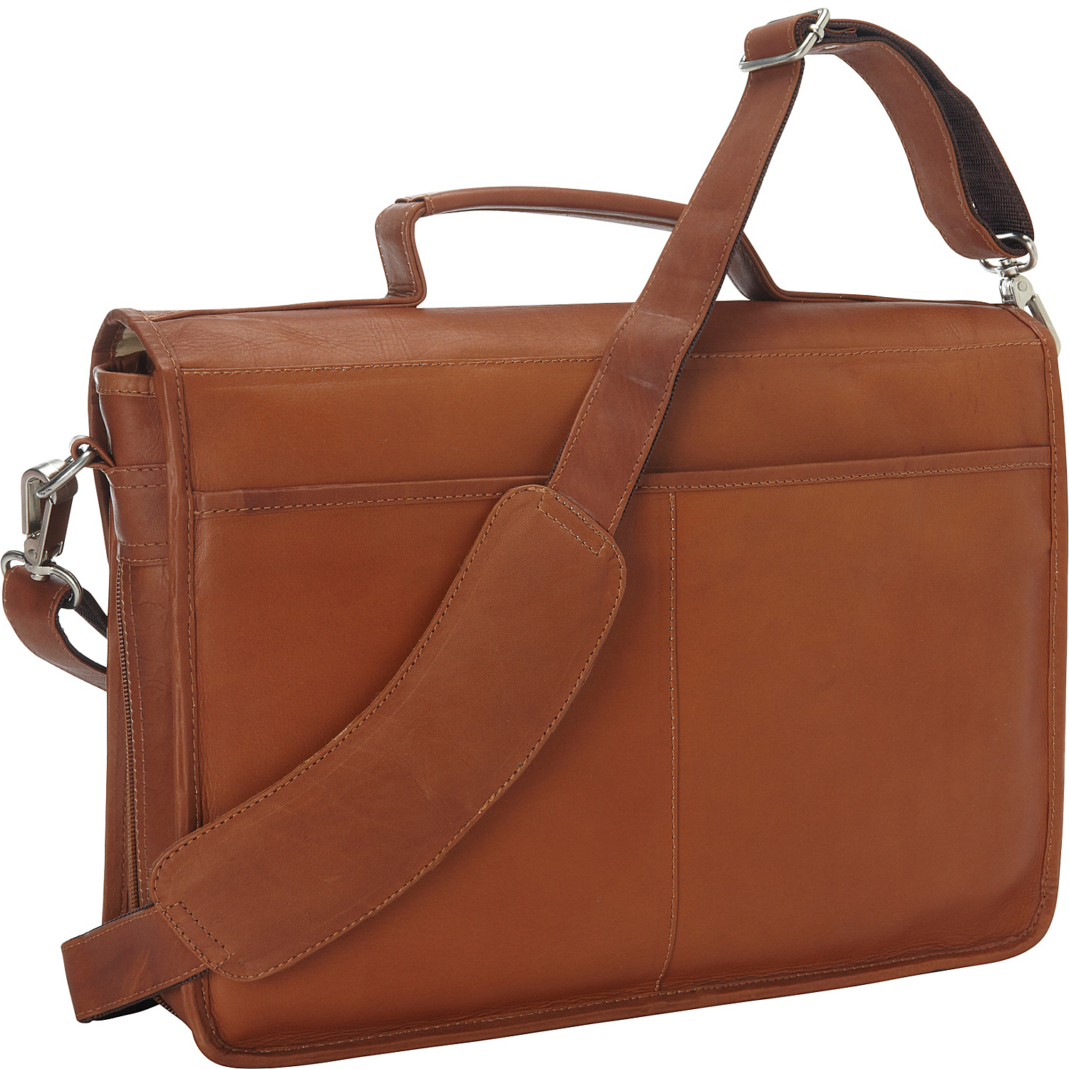 Double Loop Leather Expandable Laptop Briefcase