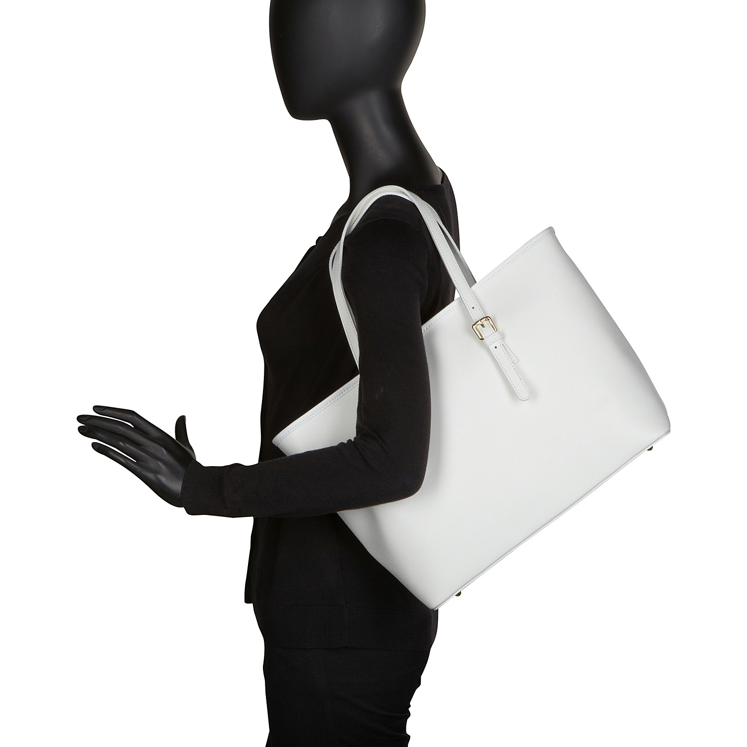 Classic Italian White Leather Handbag Tote