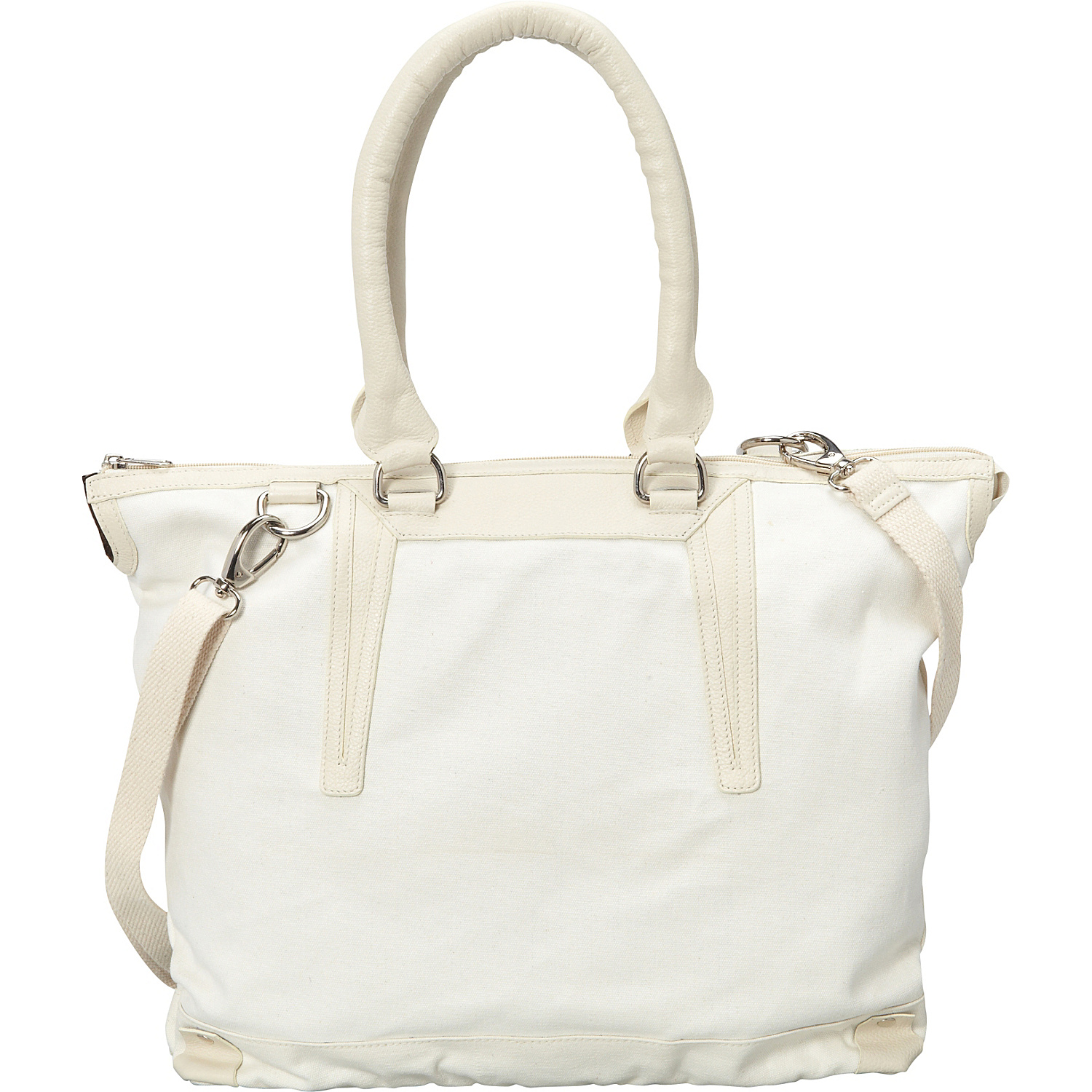 Large Canvas and Leather Tote Handbag