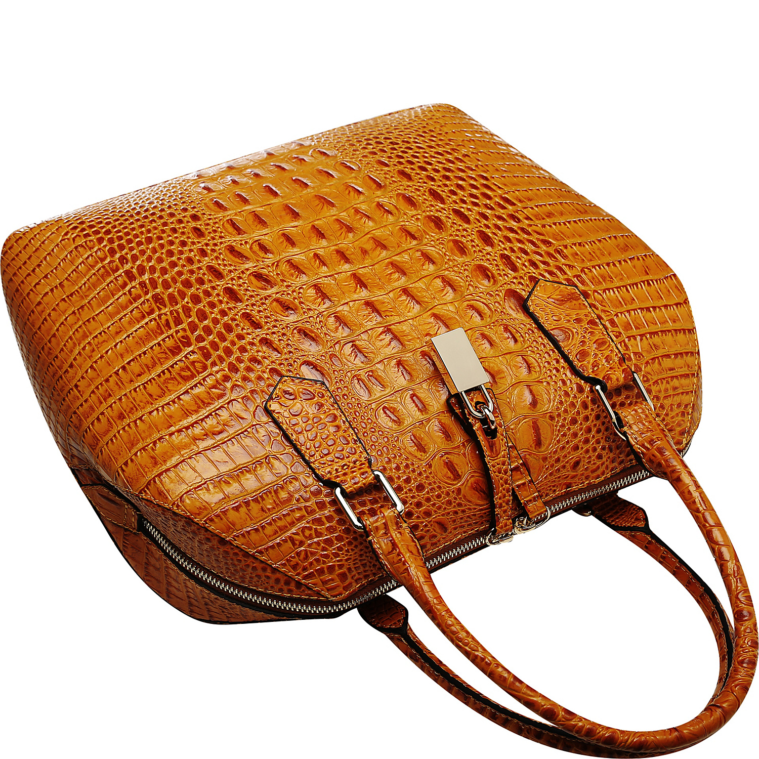 Diane Croc Embossed Top Handle Leather Tote