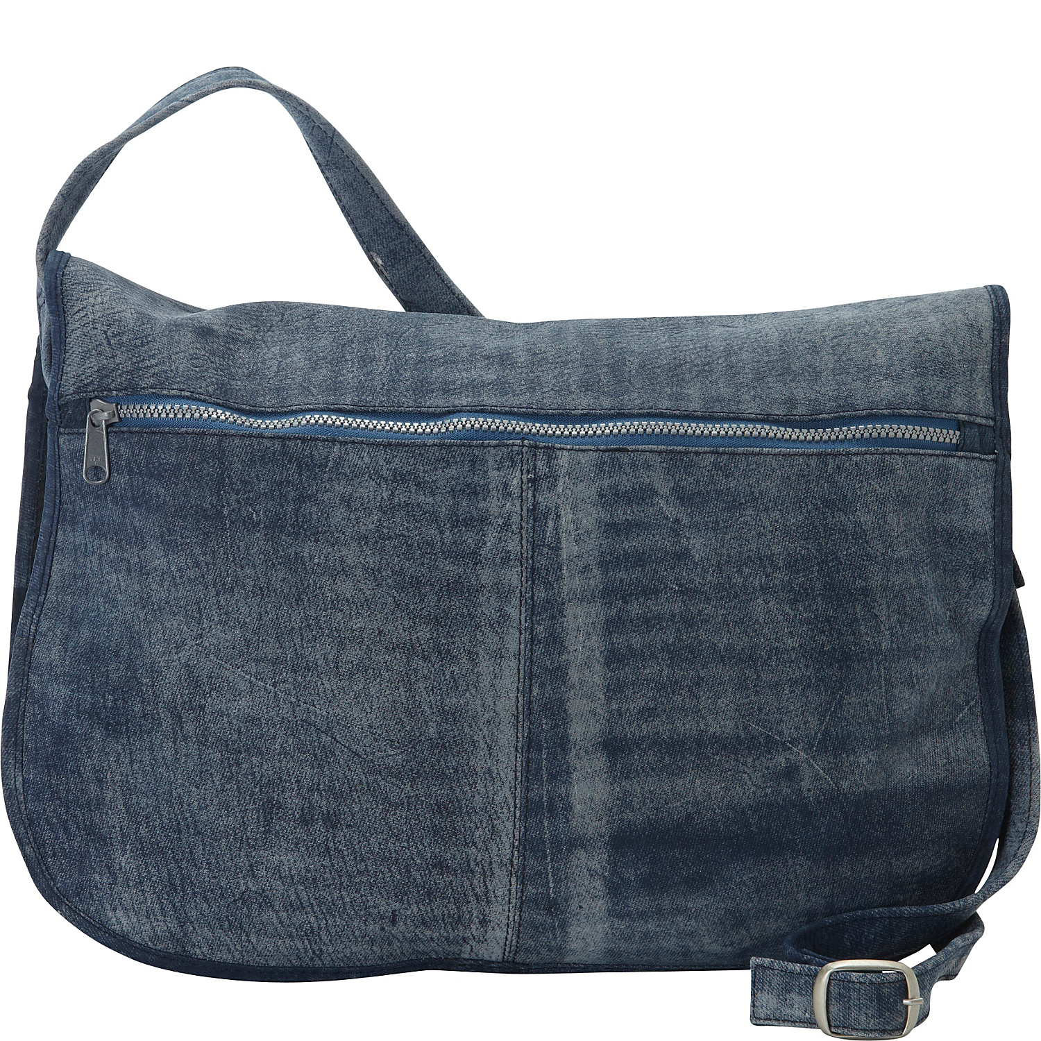 Denim Messenger Portfolio Buckled Bag