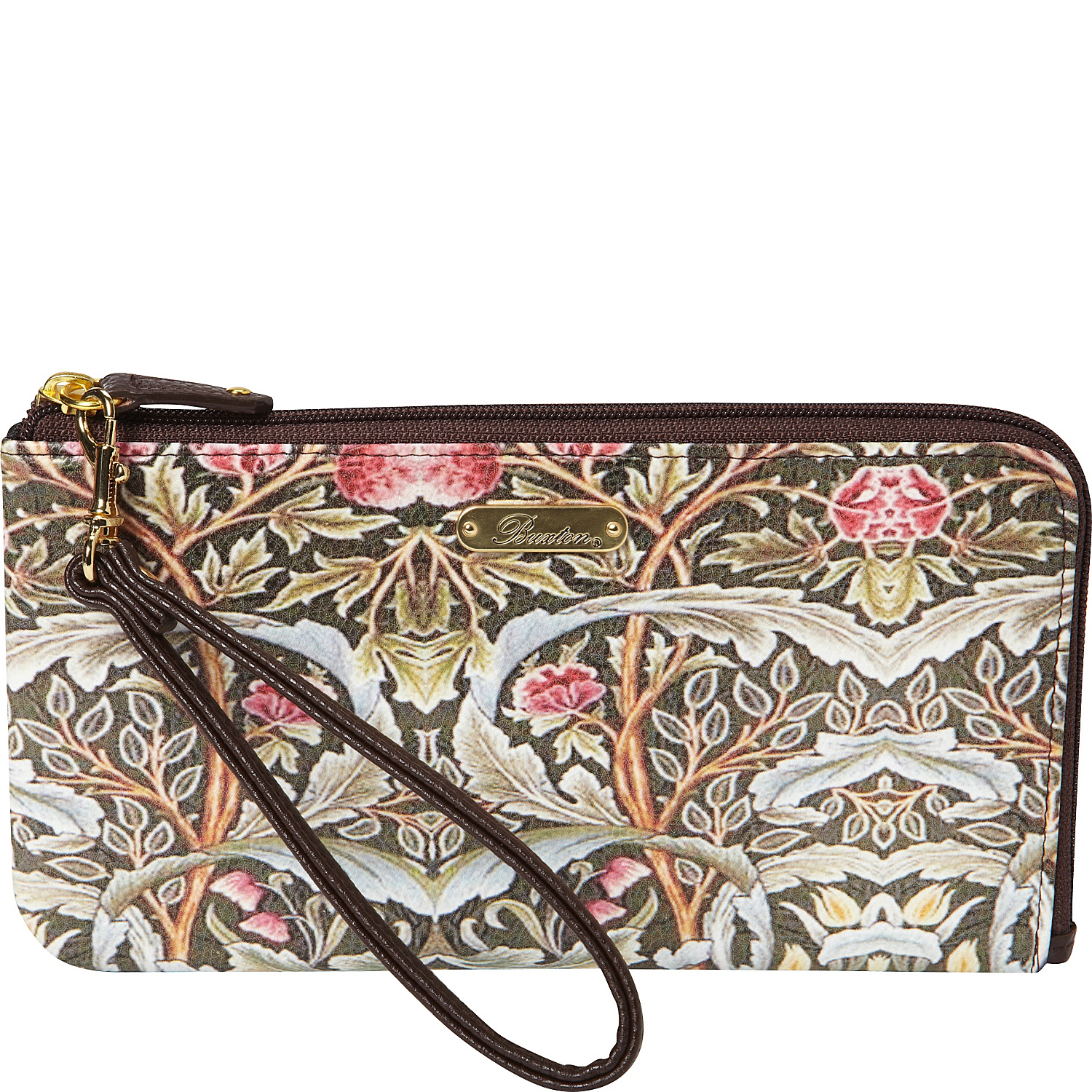 Art Nouveau L-Zip Expandable Wallet with Removable Strap