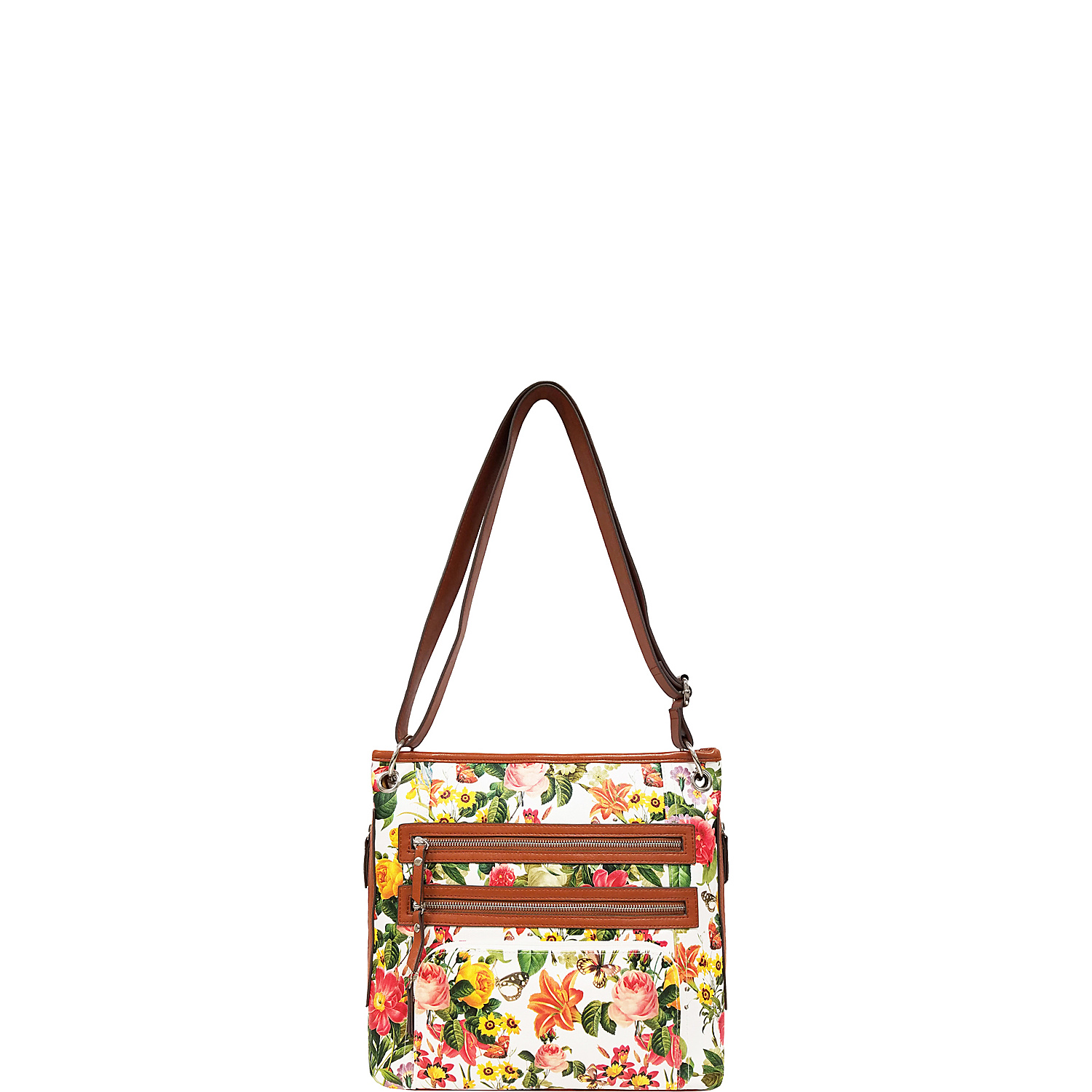 Printed Triple Zip Crossbody