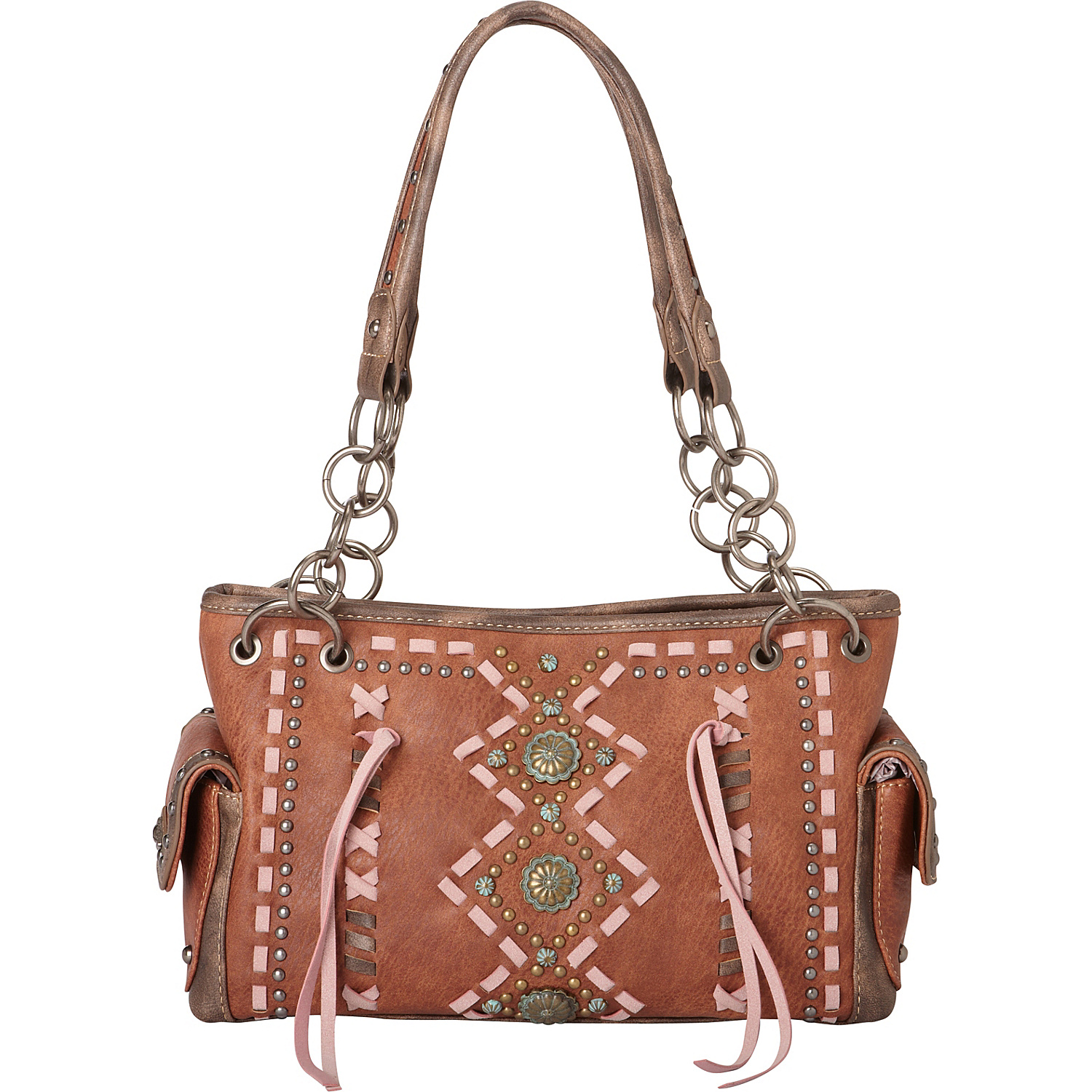 Geometric Satchel with Stitch Pattern